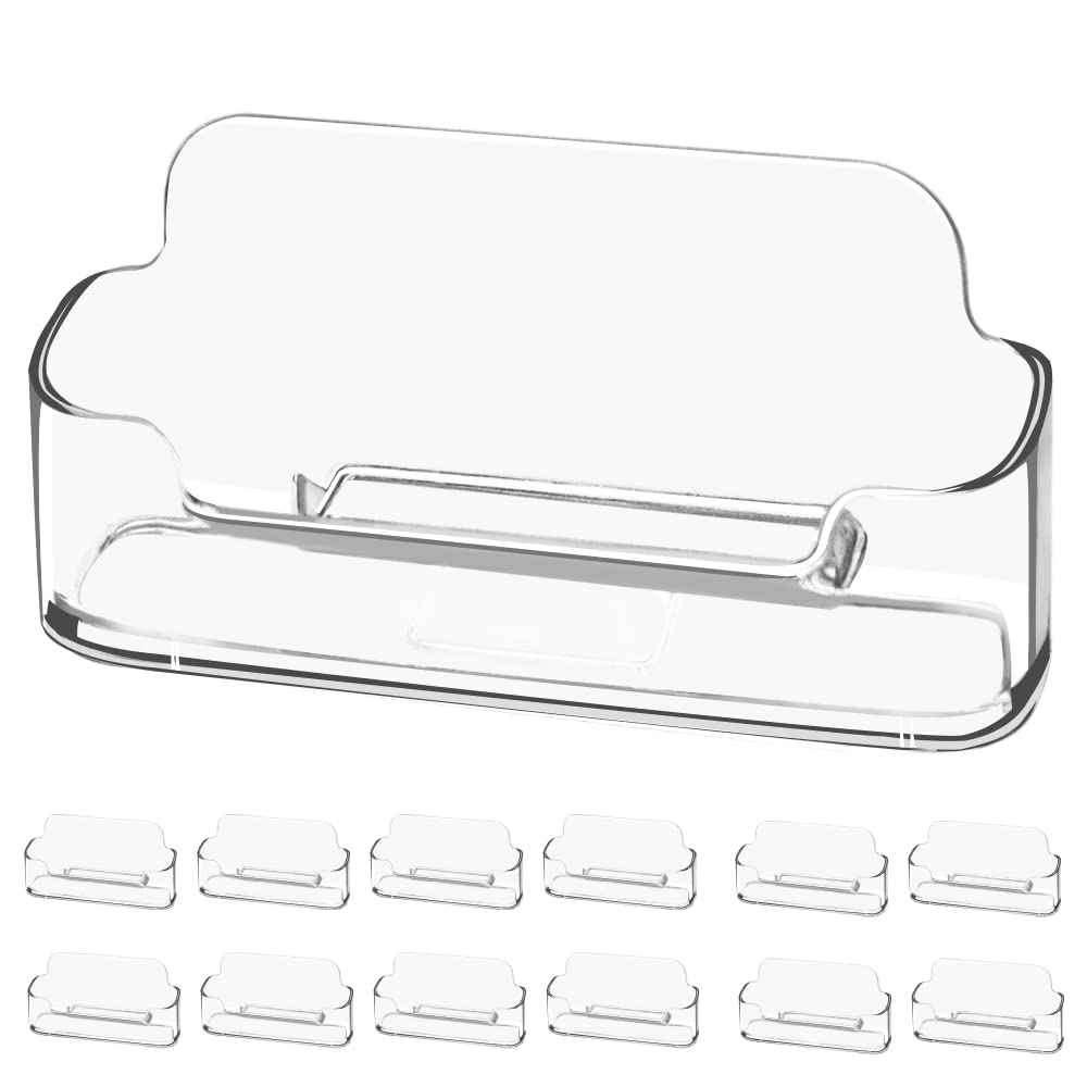 4 Pack Clear Acrylic Business Card Holder for Desk - Professional Card Display Stand for Office, Home & Business Events - Perfect for Trade Shows, Conferences and Reception Areas