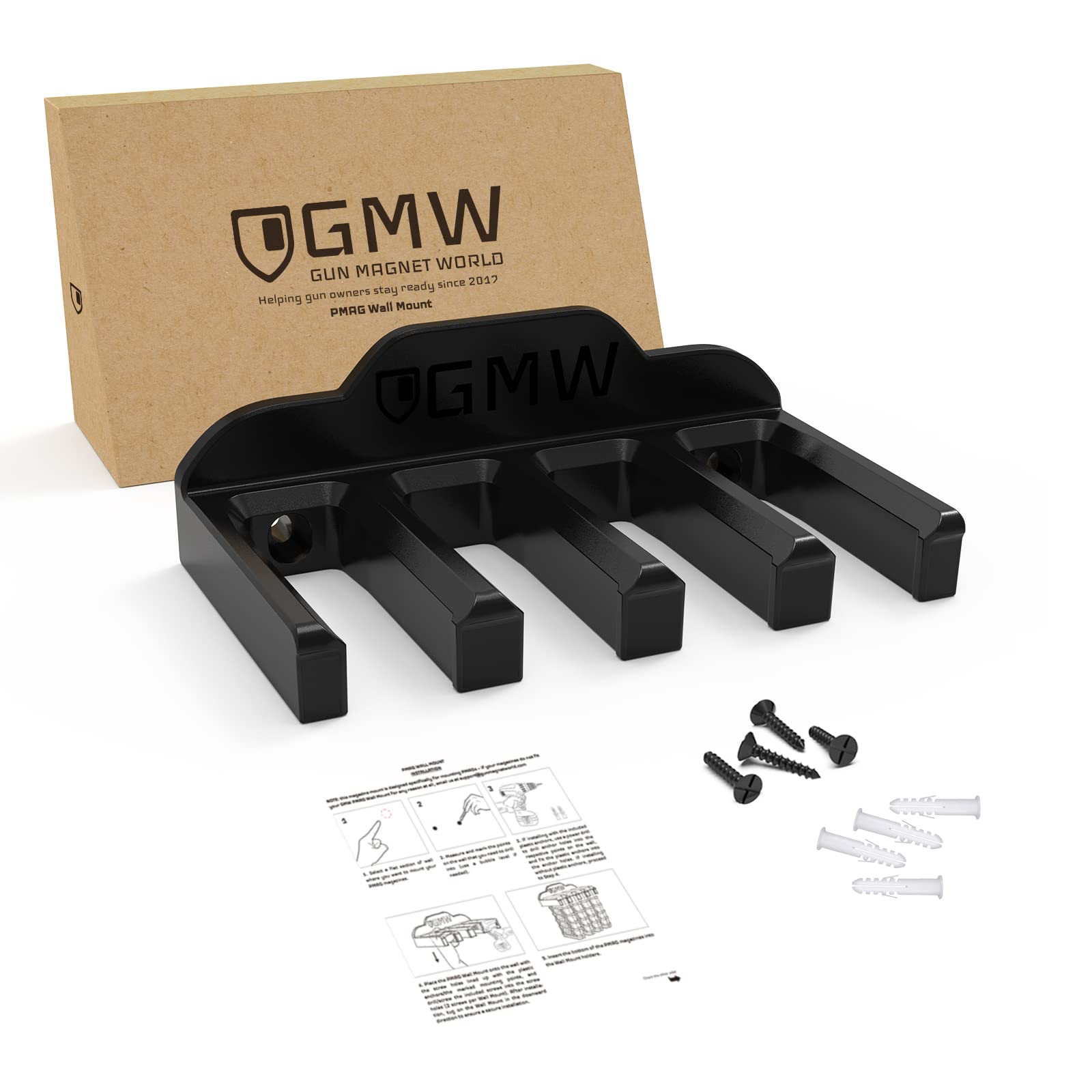 GMW PMAG Magazine Holder - AR Magnetic Mag Holder for Gun Safe & Wall Mount, AR-15 Magazine Storage Accessories - Perfect for Home Defense, Range Training & Gun Safe Organization