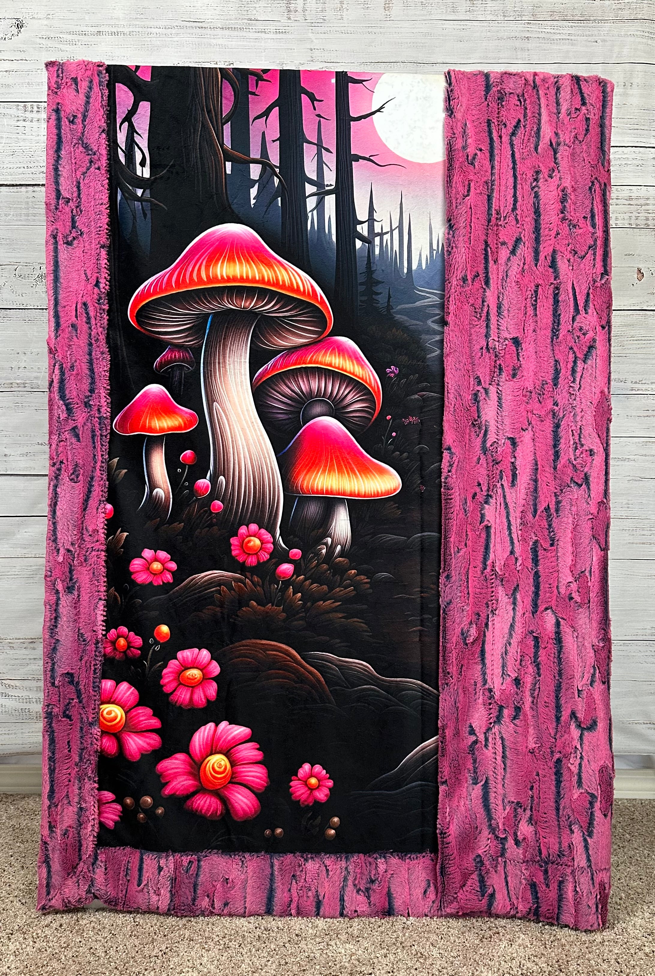 Azalea Luxe 41x60 Inch Psychedelic Mushroom Print Baby Blanket - Soft Toddler Travel Blanket, Crib Cover & Kids Bedding with 13x19 Inch Pillowcase for 12x18 Pillow | Nursery Decor, Daycare Nap Time, Stroller Cover & Cozy Bedtime