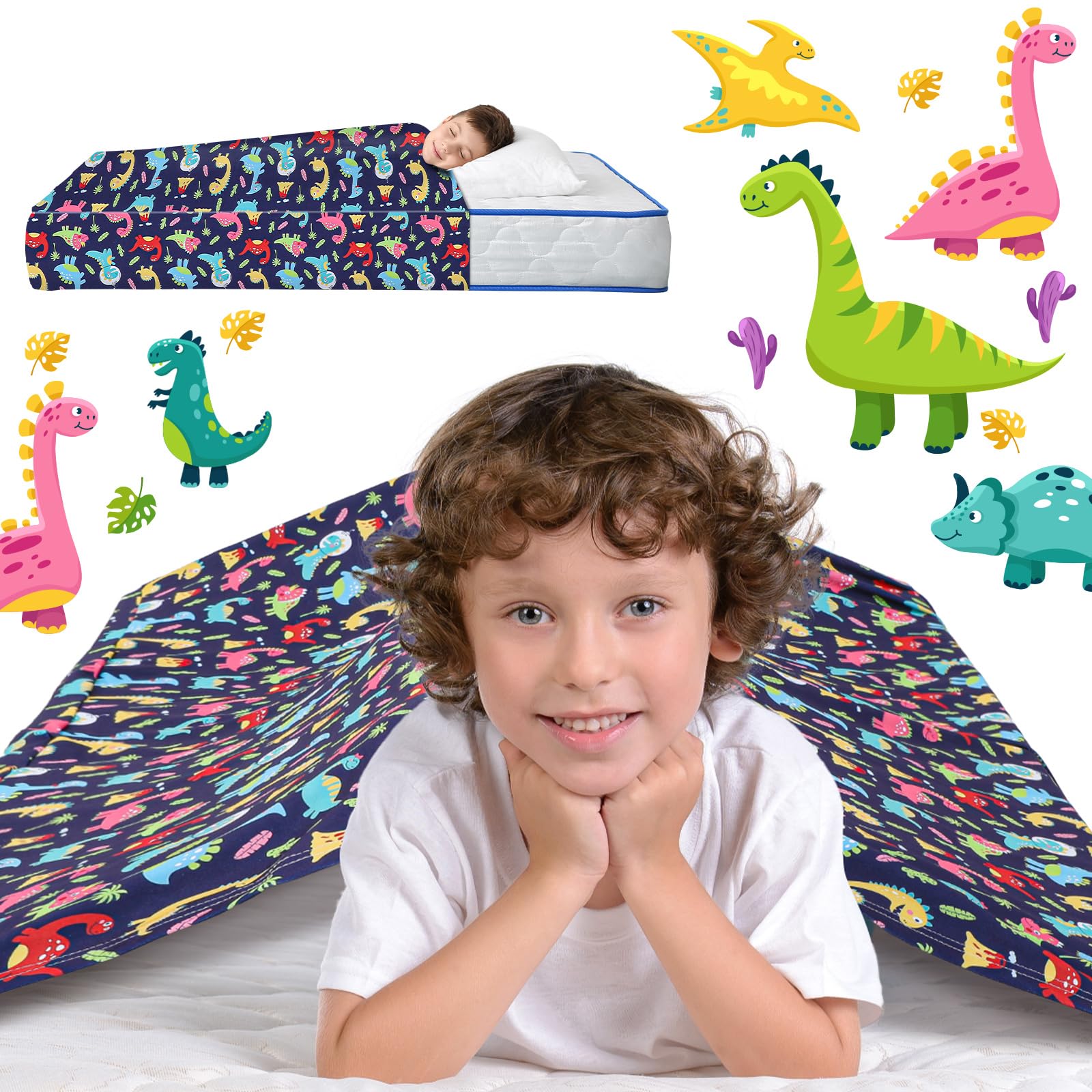 Dinosaur Sensory Sheet for Kids & Adults - Twin Size Breathable Stretchy Comfortable Bedding | Calming Compression Blanket for Toddlers, Autism & Anxiety Relief | Perfect for Christmas Gifts, Sleep Therapy & Sensory Rooms