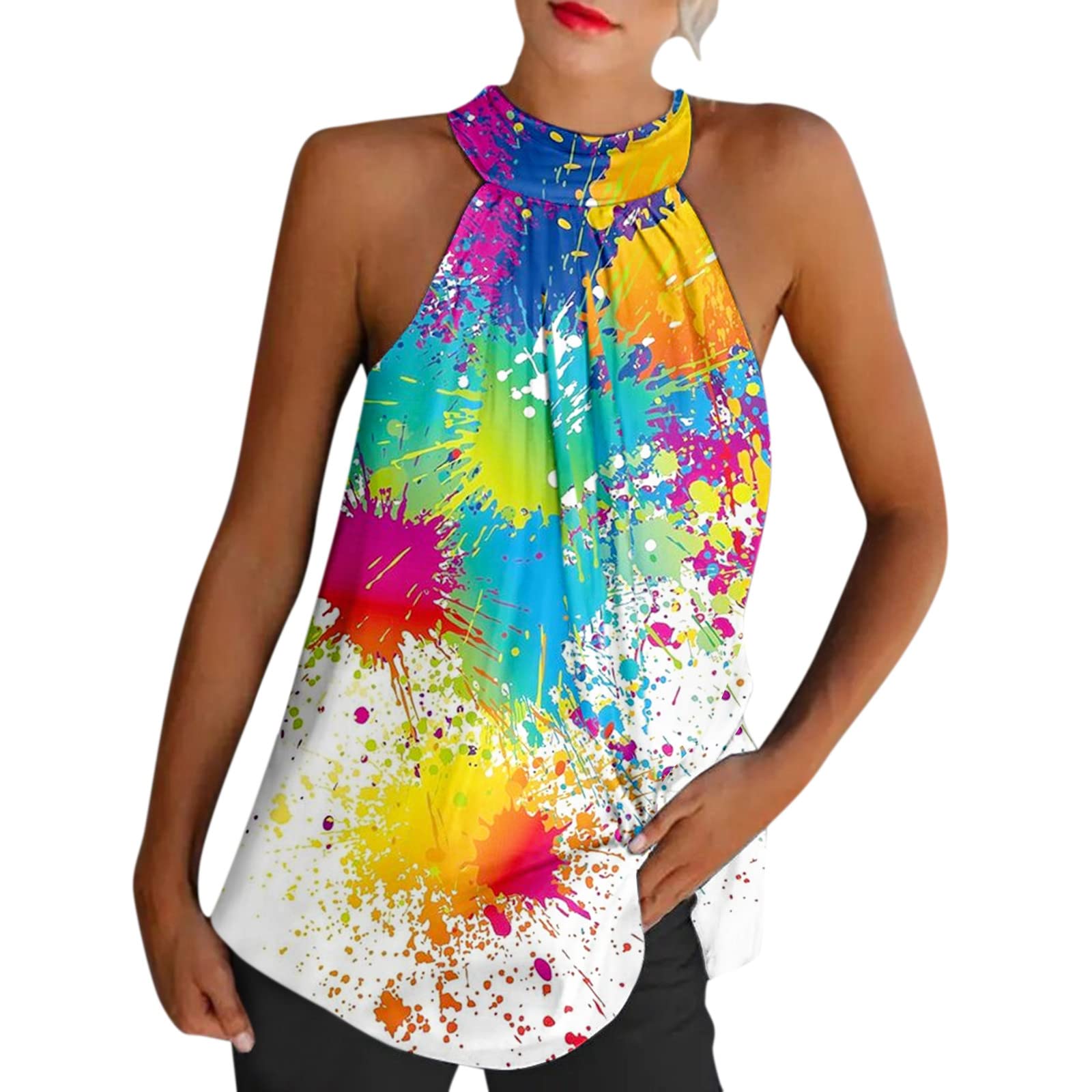 iOPQO Women's Sleeveless Tank Top - Breathable Summer Workout Shirt, Cute Casual Crop Top for Gym, Yoga, Beach & Vacation (White, XL) - Perfect for Fitness, Travel & Everyday Wear