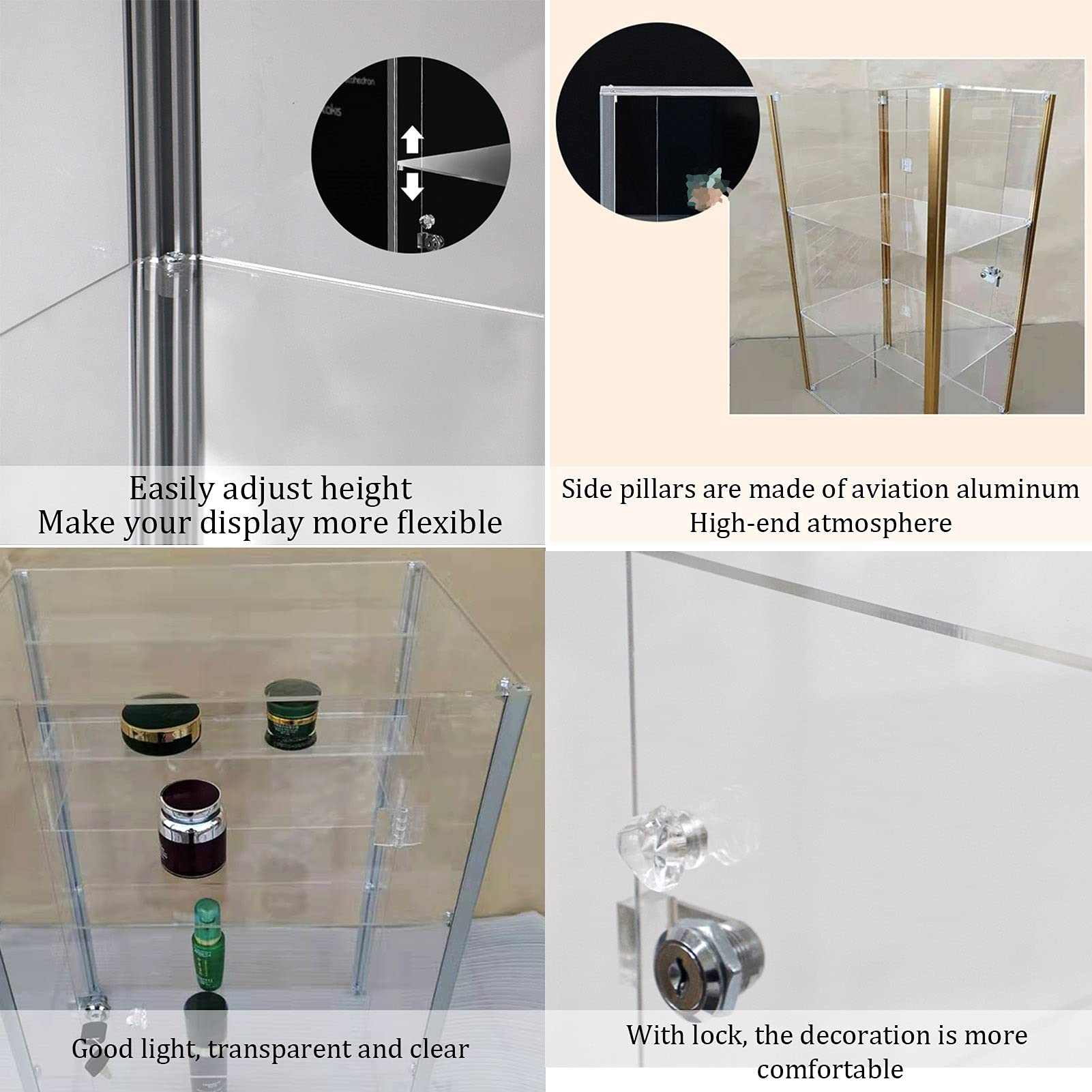 Acrylic Display Case with Door - Adjustable & Removable Organizer Stand for Toys, Models, Perfumes - Home & Office Storage Solution - Perfect for Showcasing Collectibles, Retail Displays & Countertop Organization