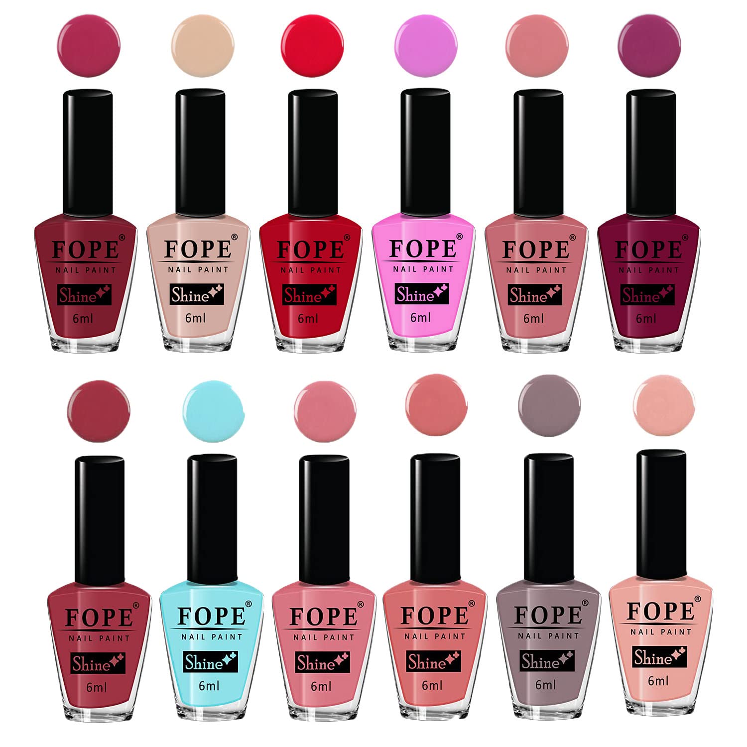 FOPE Enamel Splash 12-Piece Quick-Dry Nail Polish Set - Chip-Resistant, Long-Lasting Glossy Nail Paint for Women | Perfect for Salon, Home Manicures & Gift Giving