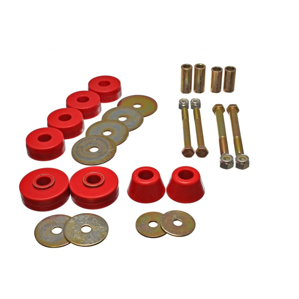 Energy Suspension Red Body Mounts for 1963-1966 Chevy C10 Pickup Truck - 3.4137R - Improve Ride Comfort & Reduce Vibration for Classic Car Restoration