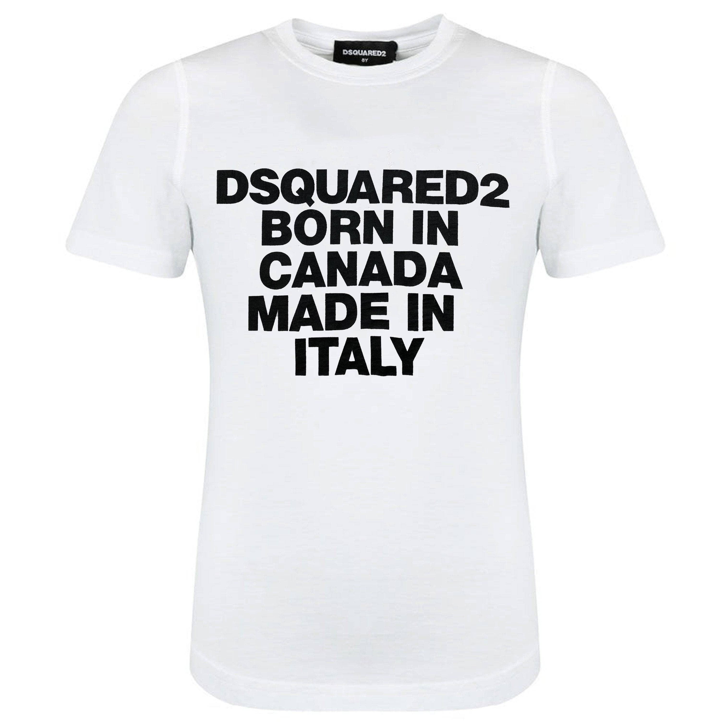 DSQUARED2 White 'Born In Canada' T-Shirt - Men's Premium Cotton Crew Neck Tee for Casual Wear & Street Style