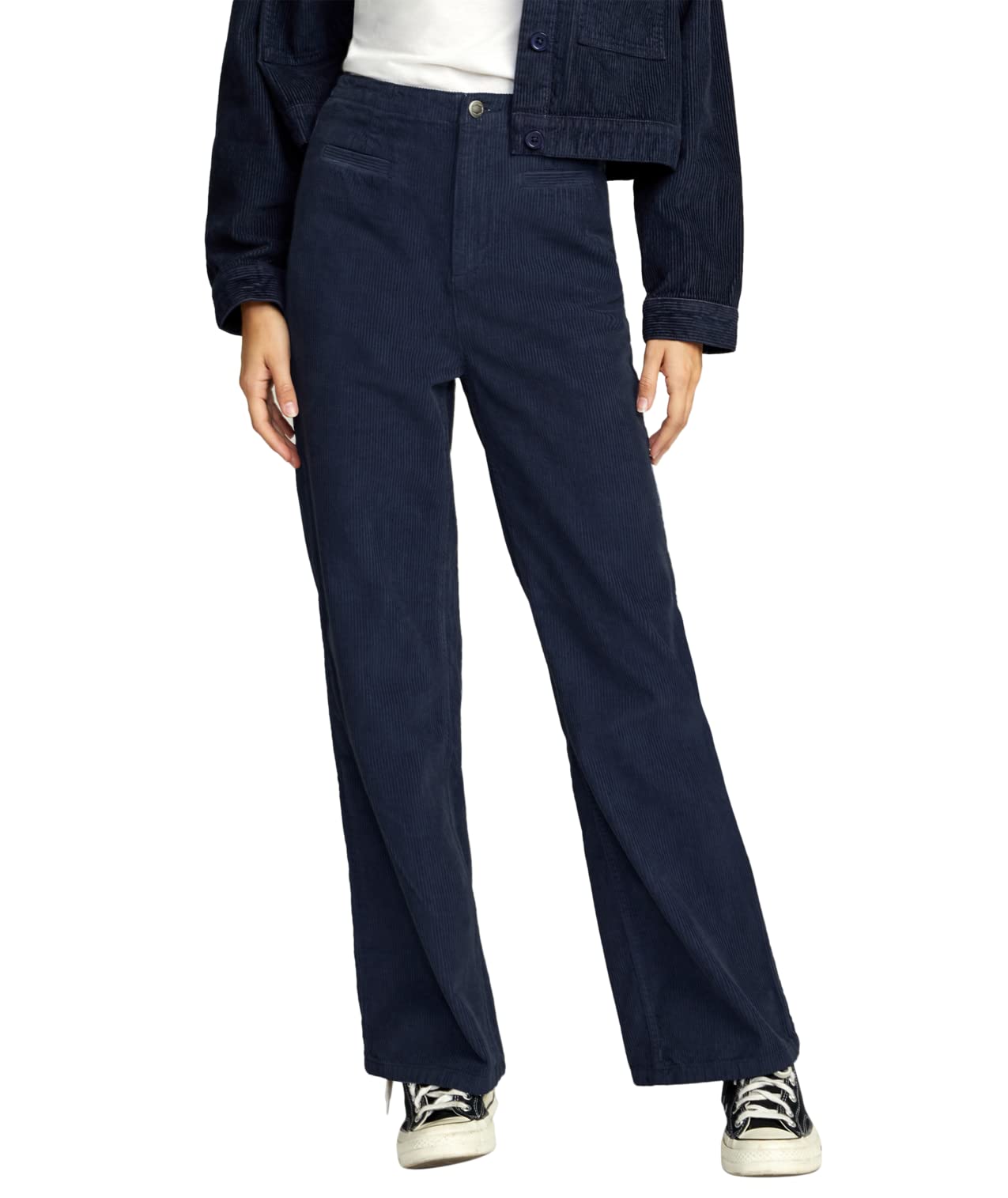 RVCA Women's Corduroy High Waisted Pants - Comfortable Stretch Fit Casual Trousers for Everyday Wear | Perfect for Work, Travel & Outdoor Activities