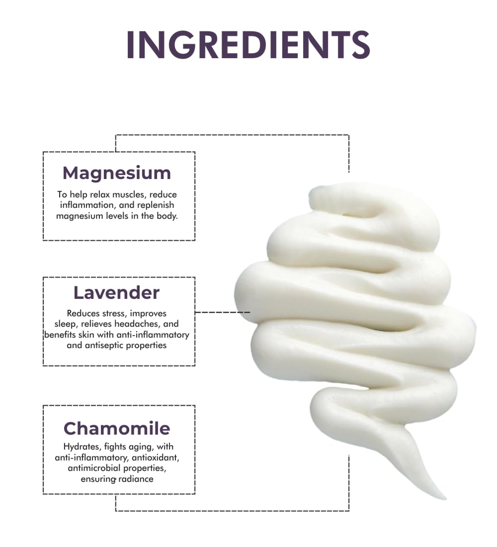 THE LOVE CO. Magnesium Sleep Body Lotion - Lavender & Chamomile Infused Magnesium Chloride Lotion for Deep Sleep, Muscle Recovery, Leg Cramp Relief & Skin Hydration | 200ml | Nighttime Relaxation & Post-Workout Recovery Solution