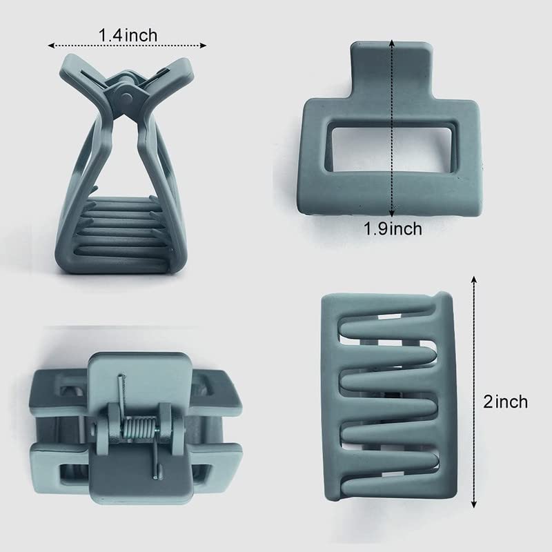 CHIROGRAPHY 4 Pack Matte Hair Claw Clips for Women - 2 Inch Square Hair Clips for Thick Hair, Strong Hold Hair Accessories for Ponytail, Bun & Updo Hairstyles