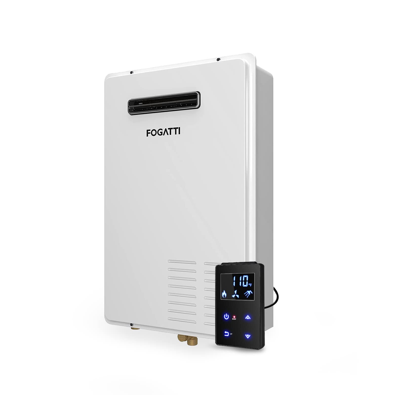 FOGATTI 7.5GPM Outdoor Natural Gas Tankless Water Heater - Instant Hot Water for RV, Camping & Outdoor Showers