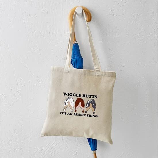 Aussie Wiggle Butts Tote Bag - Natural Canvas Reusable Shopping Bag for Groceries, Beach & Everyday Use | Eco-Friendly Cotton Carryall