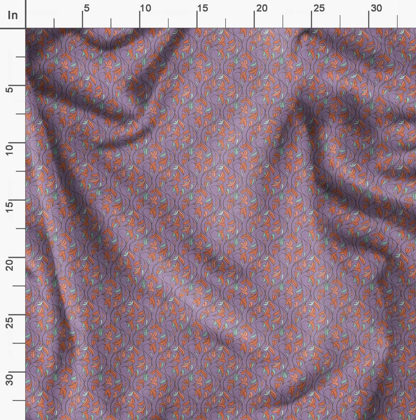 Soimoi Moss Georgette Purple Fabric by The Yard - 42 Inch Wide Printed Fabric with Artistic Leaf & Floral Patterns for DIY Fashion, Home Decor, and Craft Projects - Elegant Dressmaking Material for Blouses, Curtains, and Scarf Making