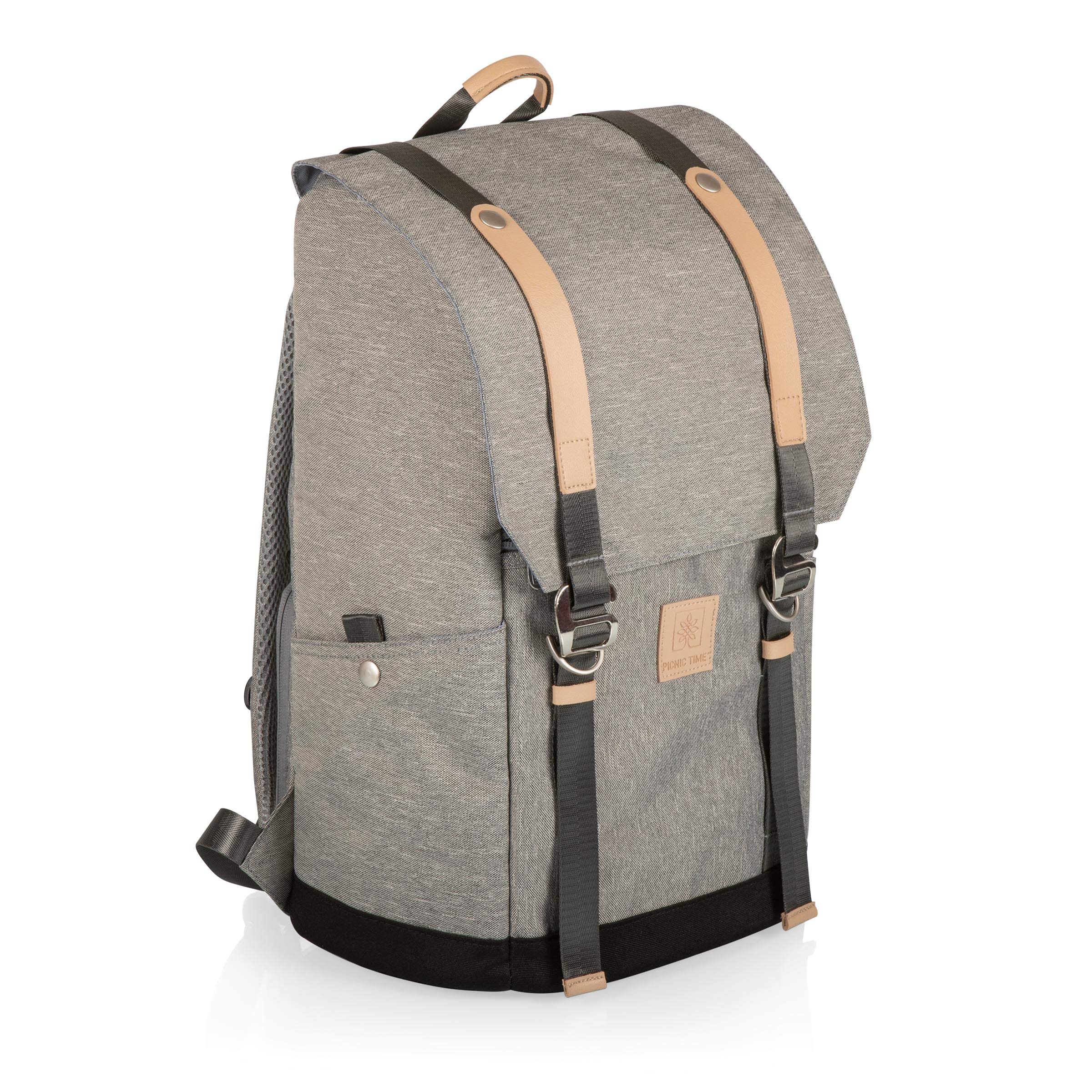 PICNIC TIME - PT-Frontier Picnic Backpack with Cooler & Picnic Set - Insulated Backpack for Outdoor Adventures, Camping, Hiking & Beach Trips (Heathered Gray)