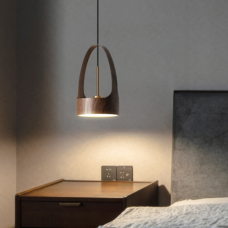 Wooden Hanging Pendant Lamp - Modern Scandinavian Style Bedside Lighting for Bedroom, Nursery, or Living Room Decoration