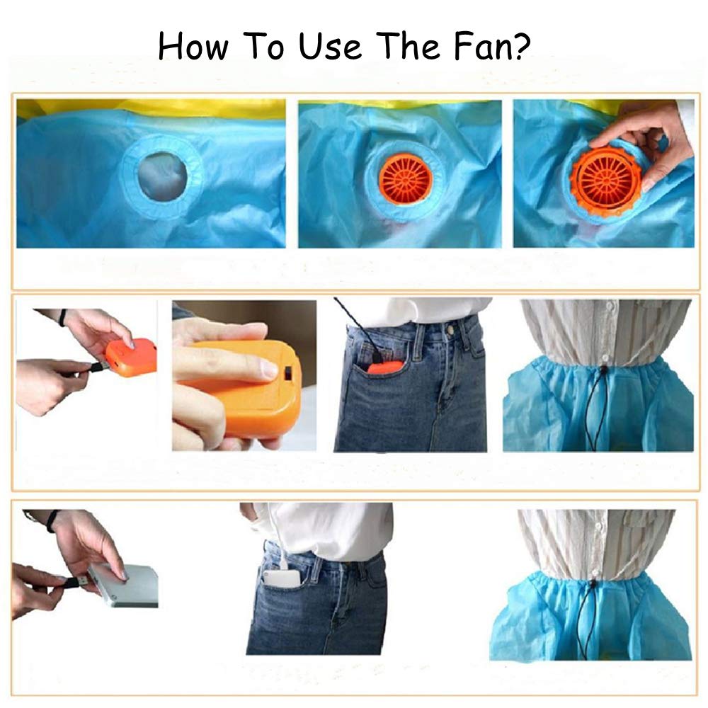 Kiddale Upgraded Mini Fan Blower - Portable Cooling Fan for Dinosaur Costumes, Inflatable Mascots, Cosplay & Halloween Costumes - Orange (Ideal for Parties, Events & Outdoor Activities)