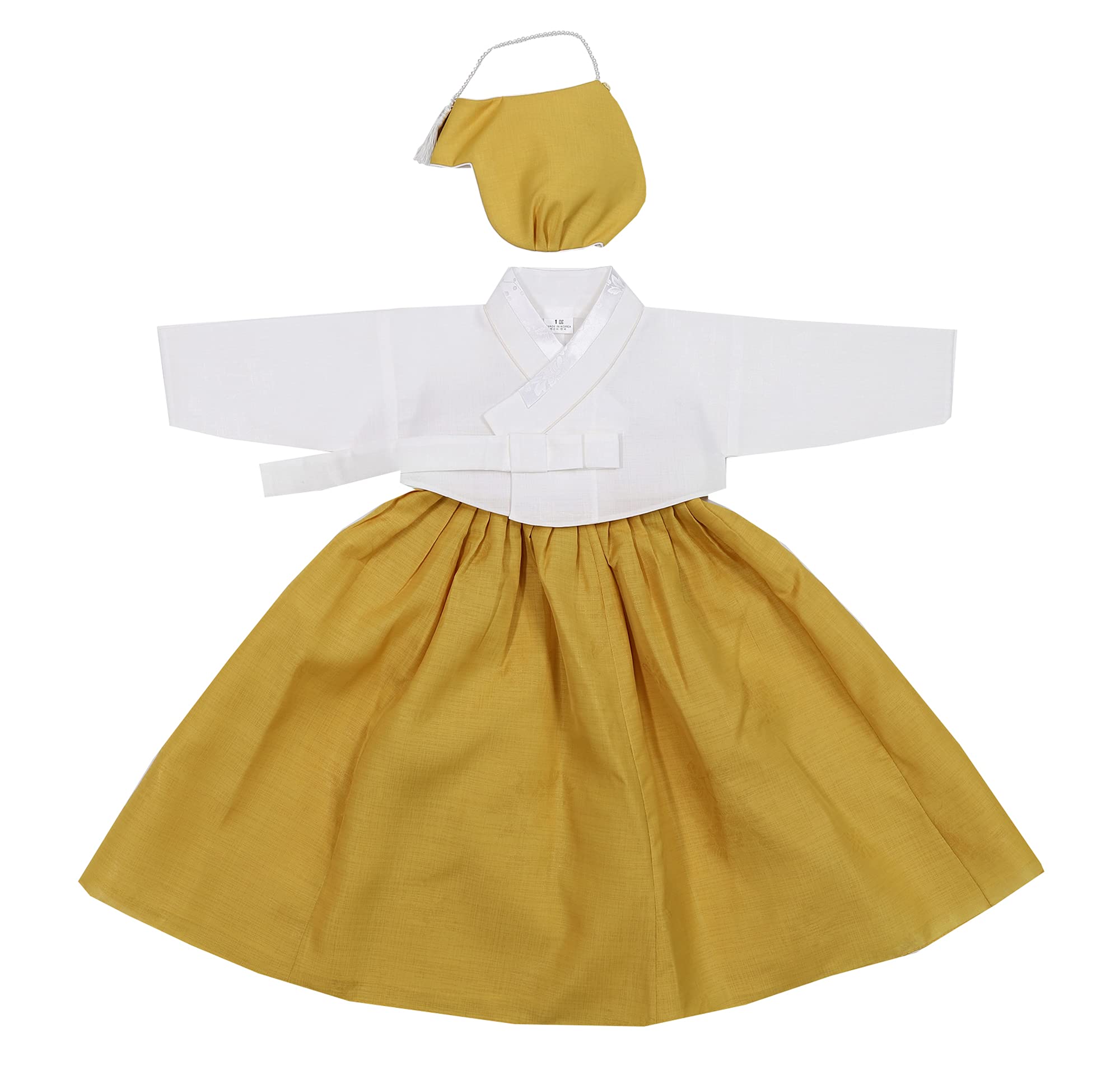 100th Day Celebration Baek-il Hanbok Dress for Baby Girls | Korean Traditional Clothing 3-5 Months | Yellow Hanbok Outfit for First Birthday & Cultural Events