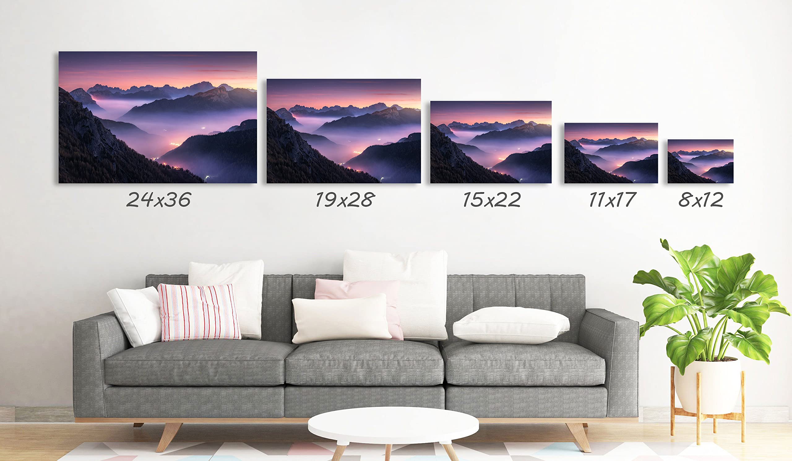 Foggy Mountain Canvas Wall Art - Framed Ready to Hang Home Decor for Bedroom, Living Room & Kitchen - 8x12 Inch Landscape Painting - Perfect for Housewarming Gifts & Cozy Interior Design