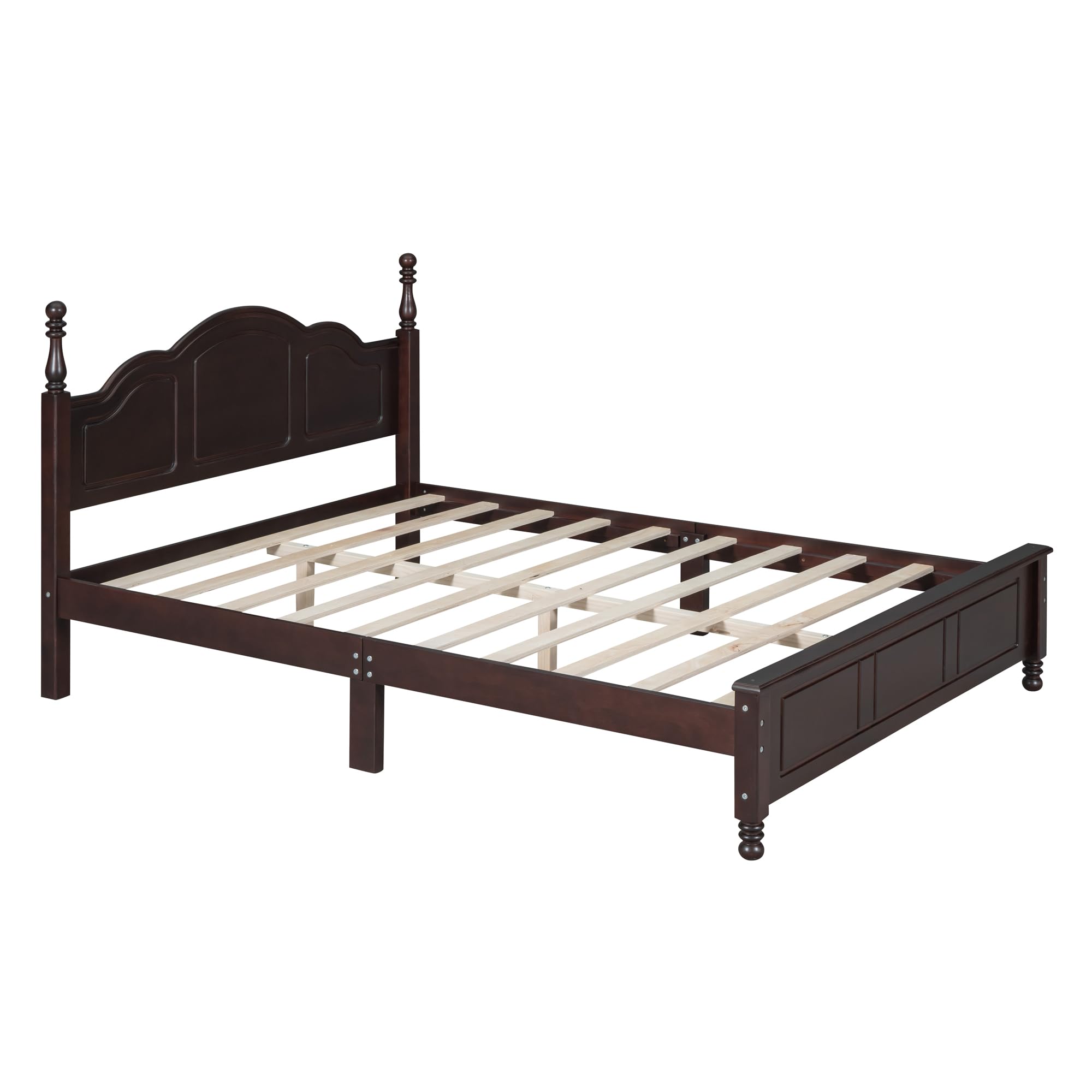 Merax Dark Walnut Modern Farmhouse Wood Queen Bed Frame Set with 2 Storage Nightstands - Easy Assembly Bedroom Furniture for Master Suite & Guest Room