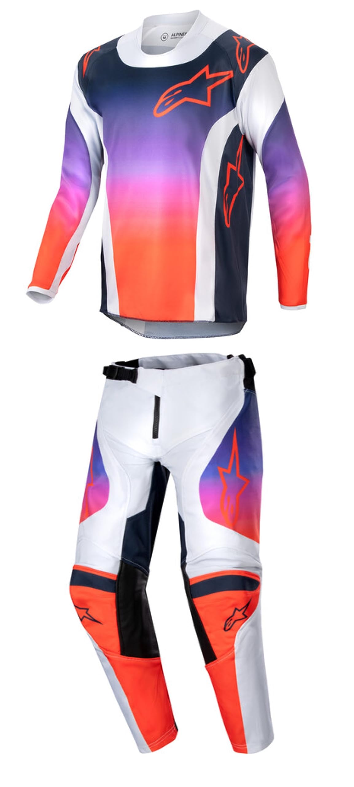 Alpinestars Racer Hoen Light Grey/Hot Orange/Black Youth Motocross Gear Set - Jersey and Pants Combo for Dirt Bike Racing & Off-Road Riding