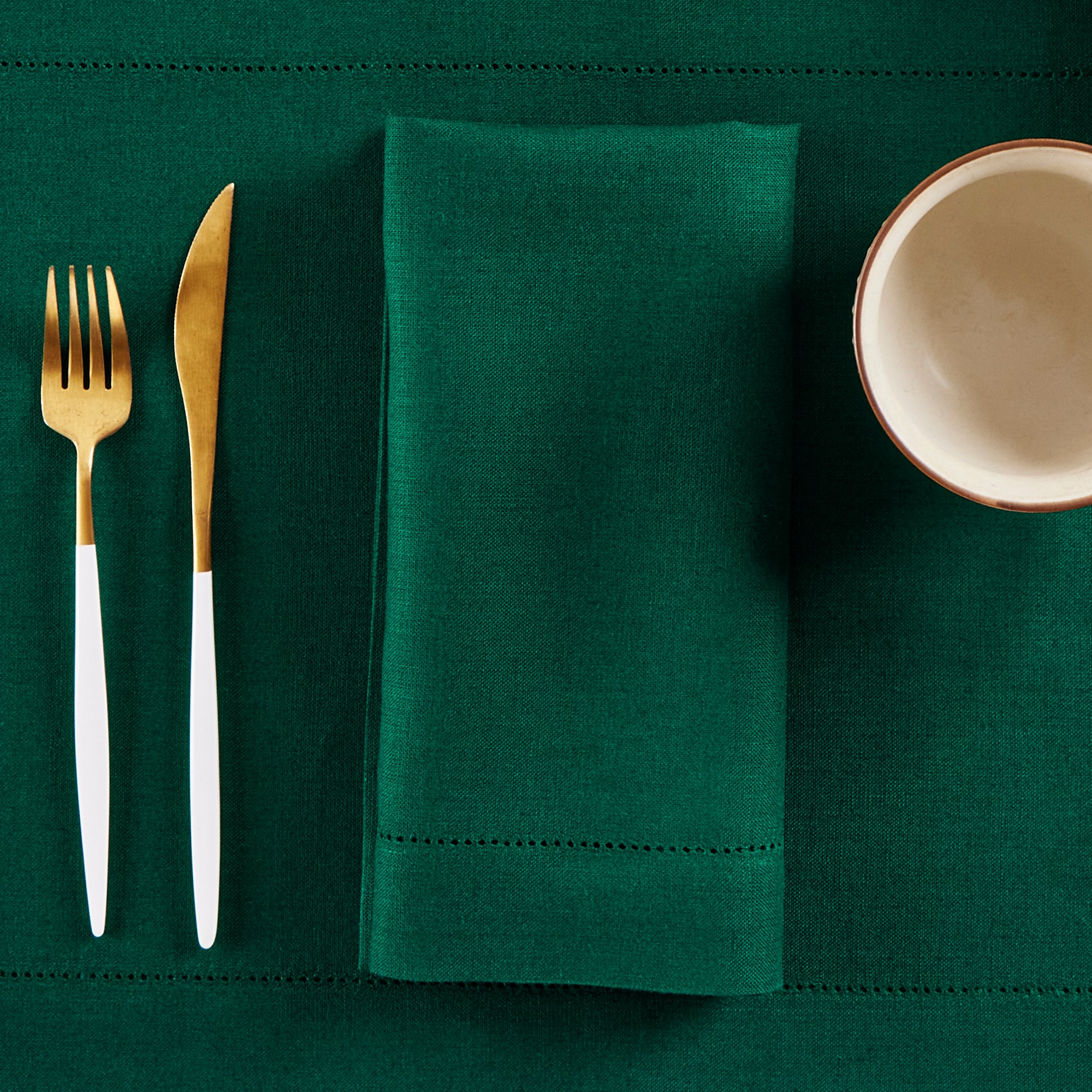 Premium Medium Weight Hemstitch Napkins - 12-Pack White Linen Dinner Napkins for Formal Dining, Weddings & Special Occasions