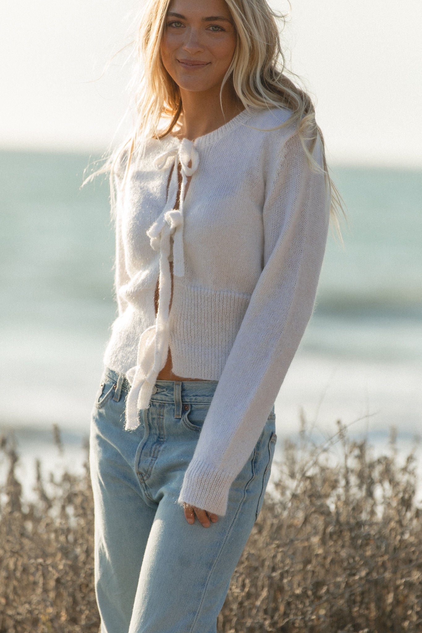 Women's Monterey Ribbon Tie Cardigan - Soft Knit Open Front Sweater for Casual Outfits & Layering | Perfect for Office, Dates, and Fall Fashion