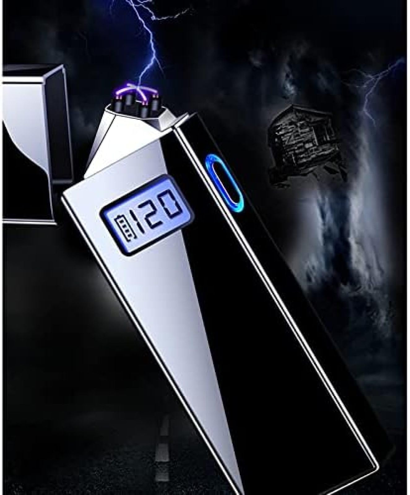 USB Rechargeable Electric Arc Lighter - Windproof & Flameless Plasma Lighter with Battery Indicator for Camping, BBQ, Outdoor Adventures | Bonny369