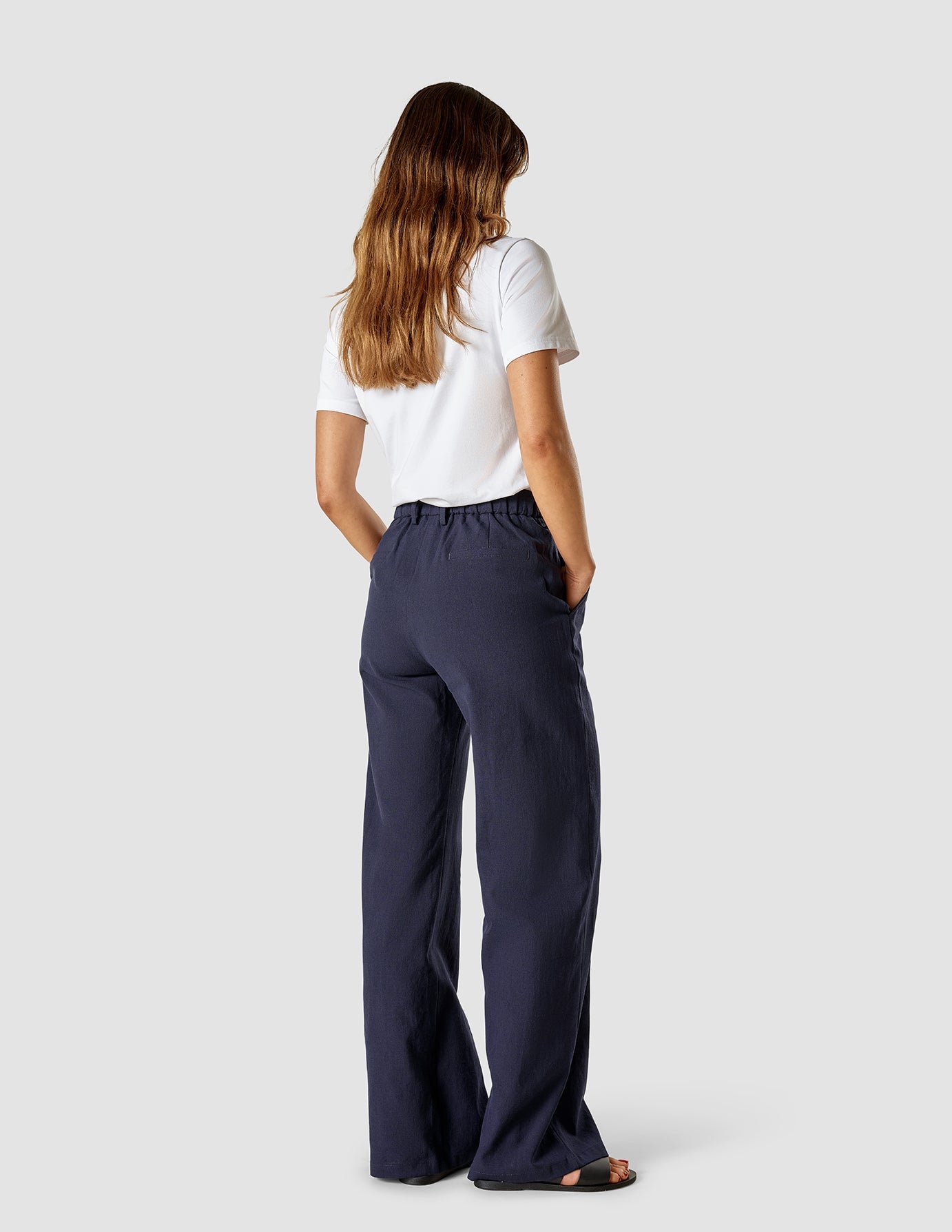 Premium Linen Pants for Women - Soft & Breathable Navy Blue Trousers - Perfect for Summer, Travel & Casual Wear