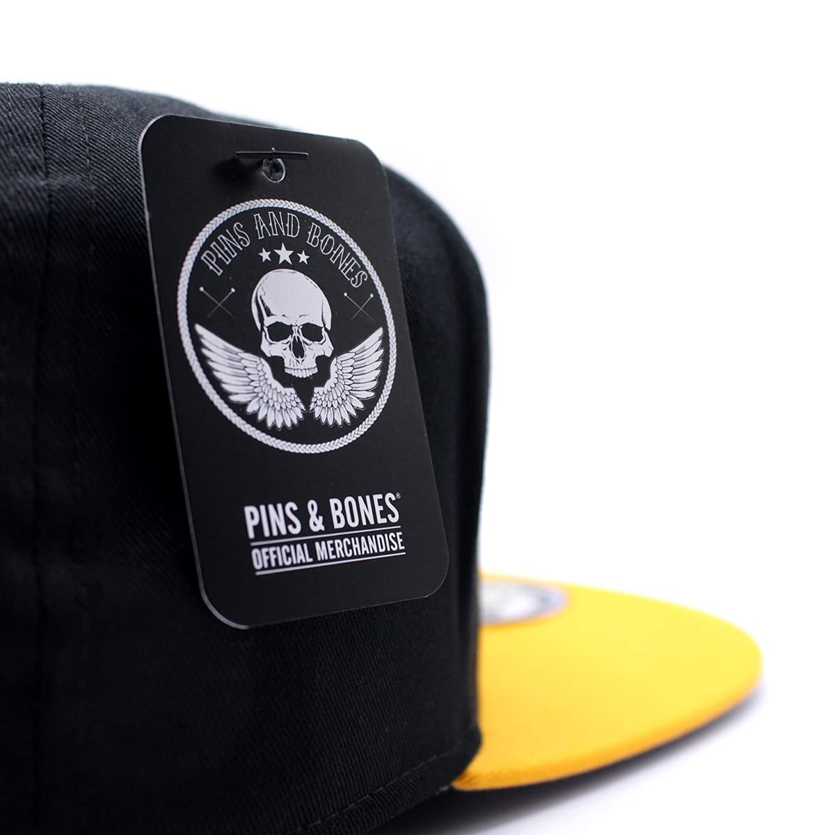 Hellbound Gothic Snapback Hat - Black & Yellow Punk Skull Cap - Adjustable One Size Fits All - Perfect for Halloween, Concerts & Streetwear Fashion