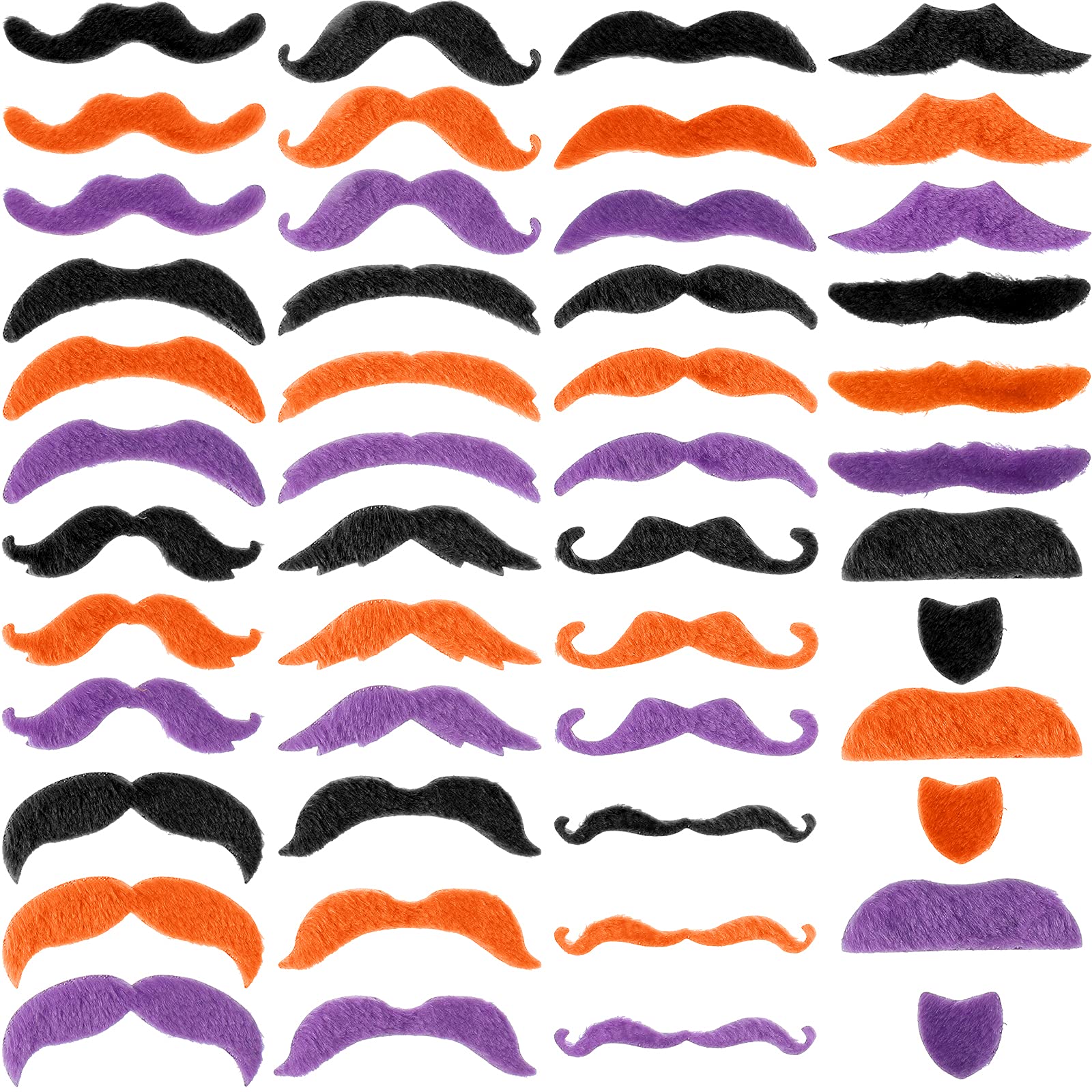 48 Pieces Self-Adhesive Fake Mustaches for Costume Parties - Halloween, Masquerade, Fiesta & Themed Events - Fun Novelty Moustache Set for Adults & Kids