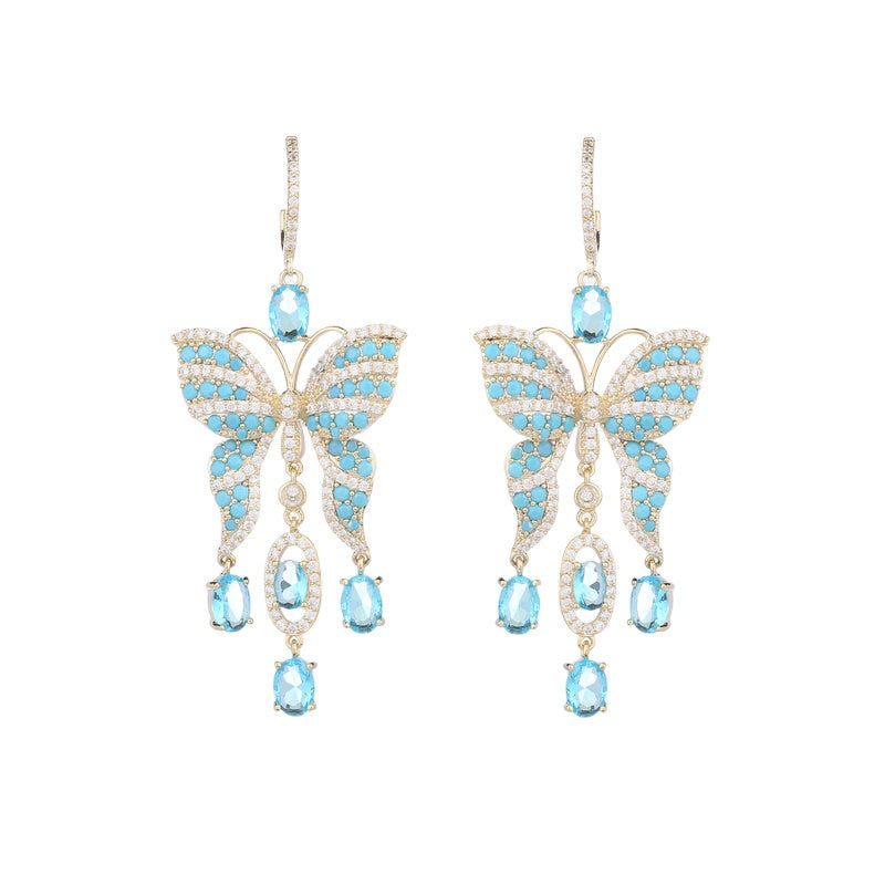 Elegant Zircon Butterfly Earrings for Women - Simple & Stylish Long Drop Dangle Jewelry - Perfect for Parties, Weddings & Evening Events