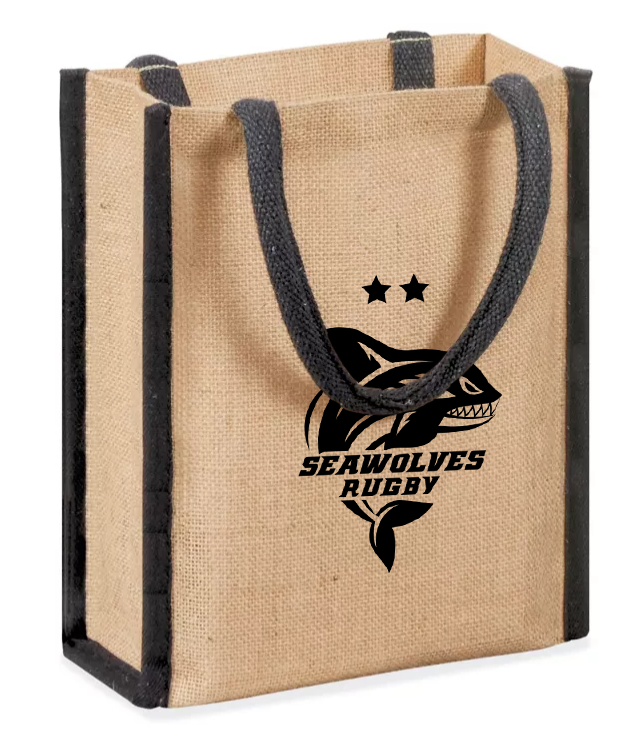 Seawolves Rugby Jute Shopping Bag - Eco-Friendly Reusable Grocery Tote for Fans, Sports Events & Sustainable Lifestyle