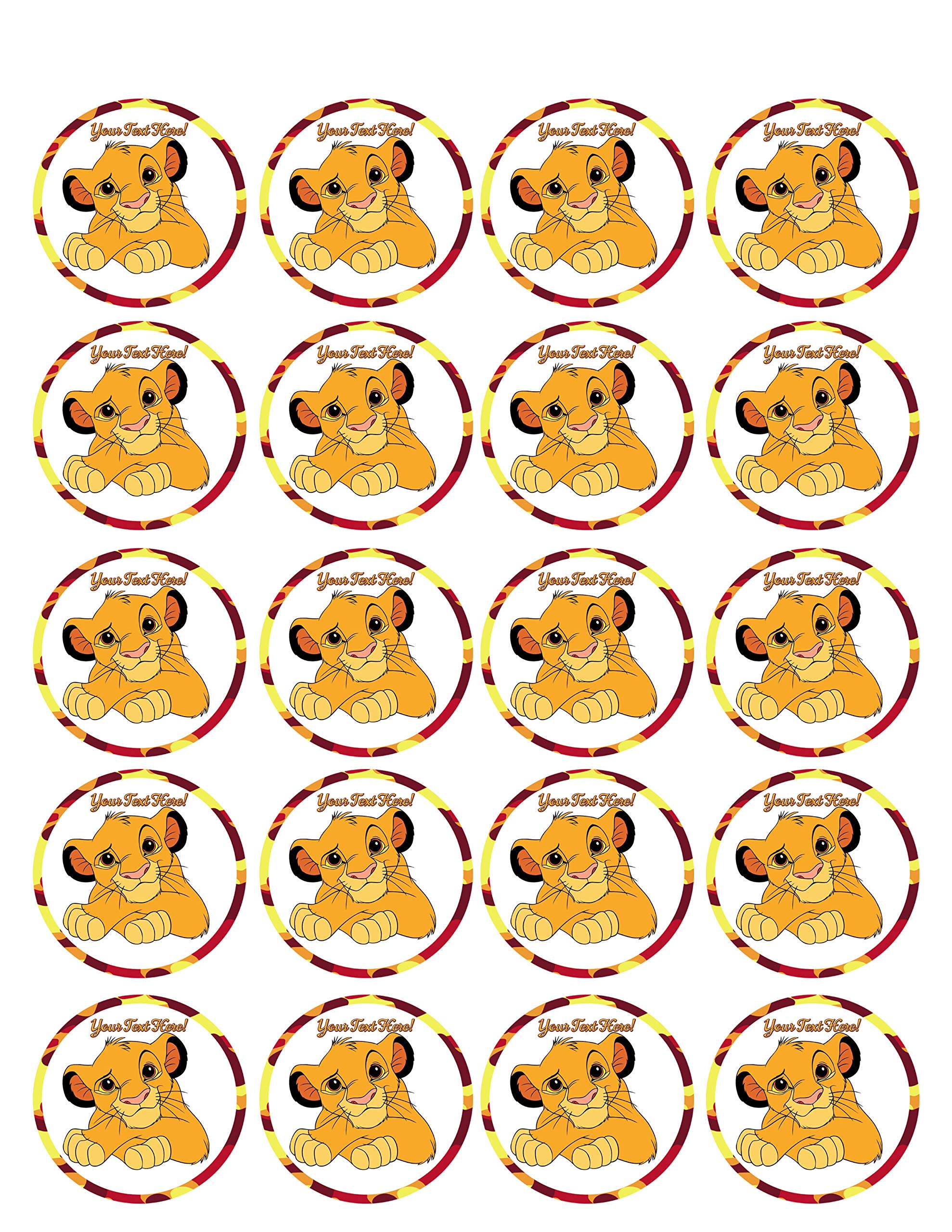 Edible Lion Cupcake Toppers - 1.8 Inch Cute Fondant Decorations (20 Pieces/Sheet) for Birthday Cakes, Baby Showers & Party Desserts