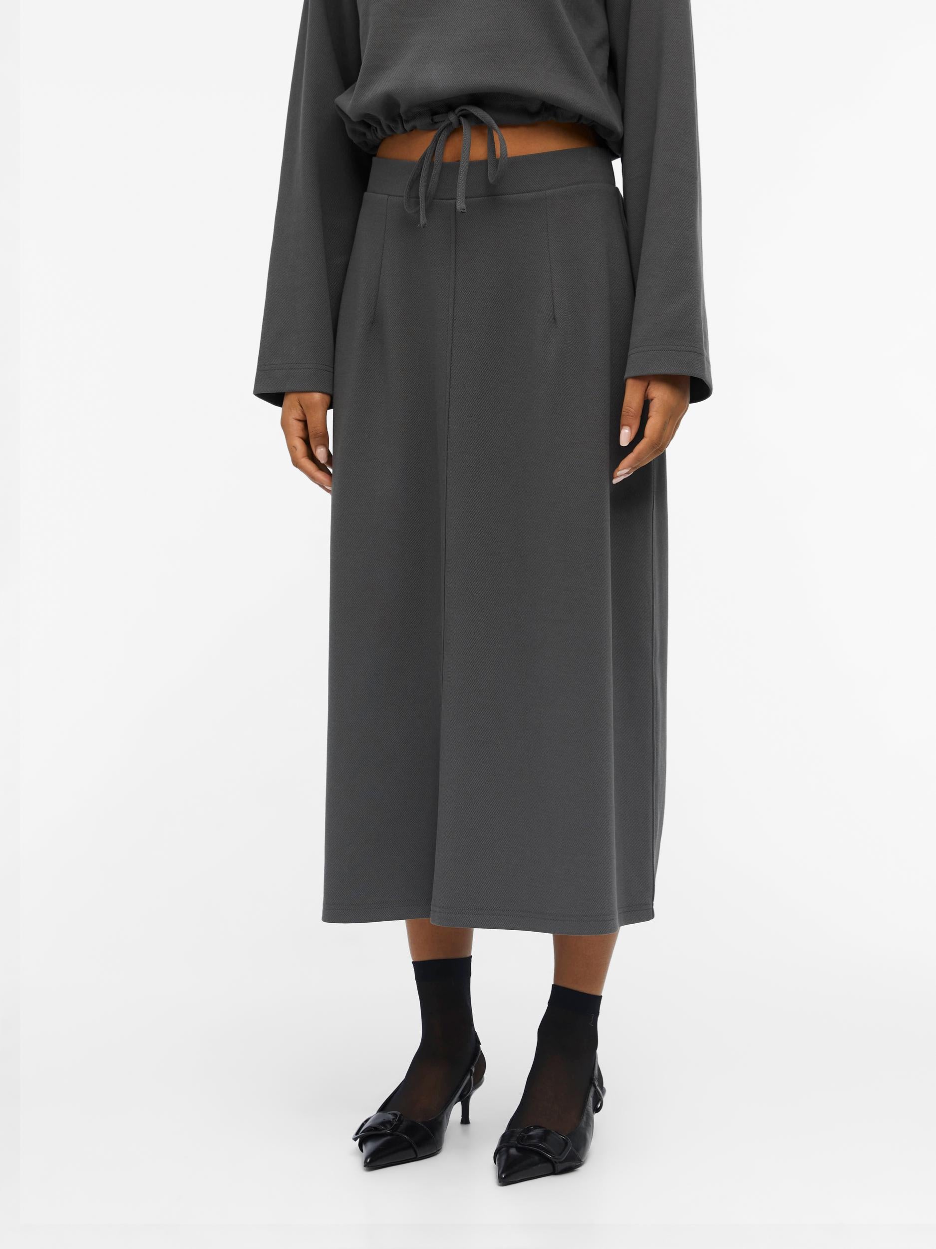 JUMA MIDI Skirt for Women - Magnetic Closure, Grey Pleated Skirt - Perfect for Office, Party, and Casual Wear