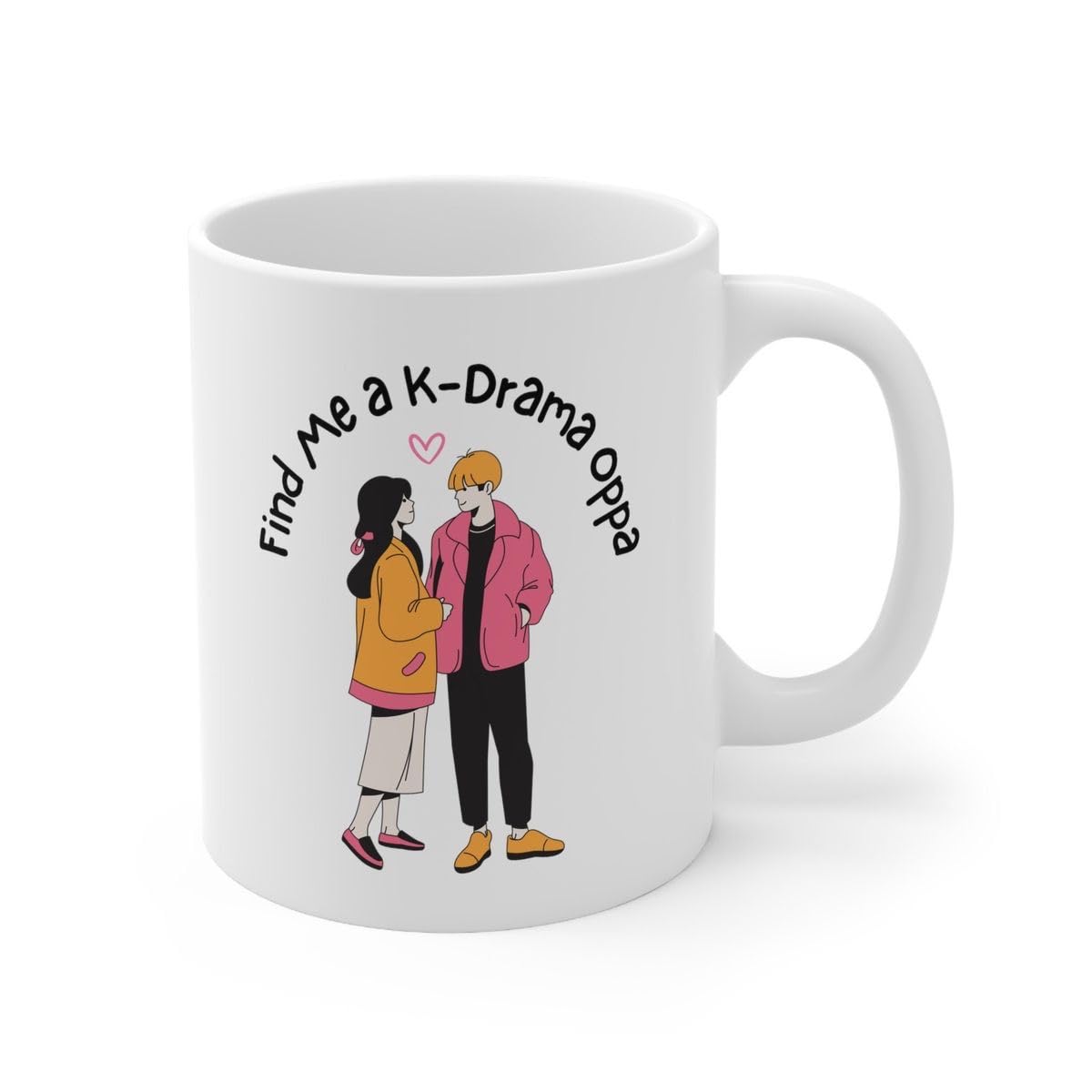 Korean Drama Lover Art Printed White Ceramic Mug - 350ml Stylish Tea & Coffee Cup - Microwave & Dishwasher Safe - Perfect for K-Drama Fans & Gift Giving