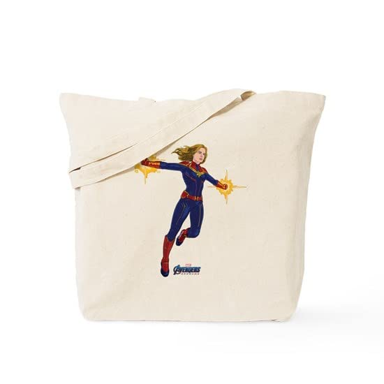 Captain Marvel Tote Bag - Natural Canvas Reusable Shopping Bag for Groceries, Beach & Comic Con | Eco-Friendly Superhero Gift for Women & Fans