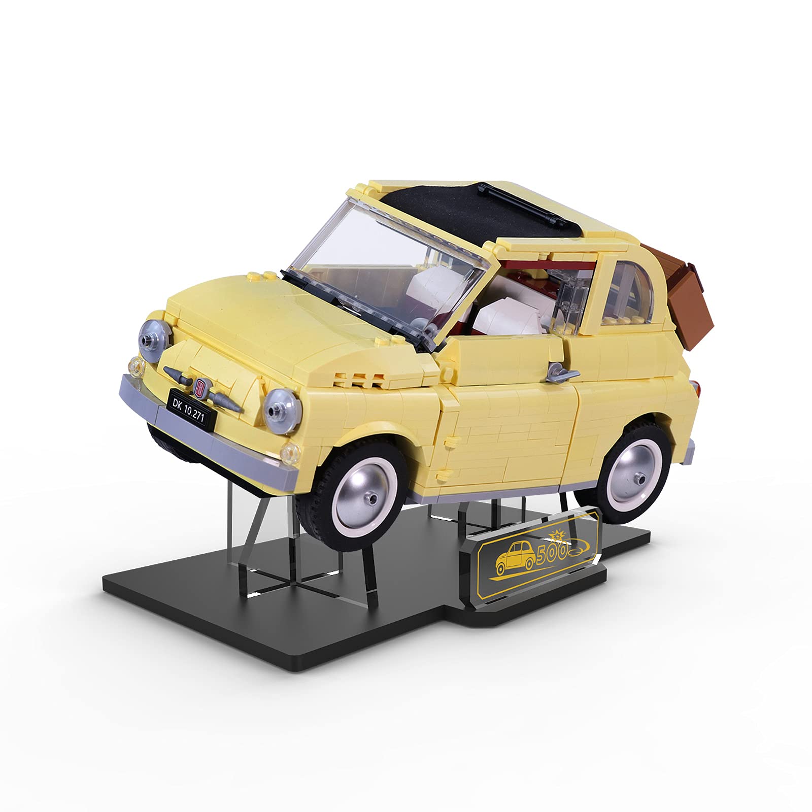 Acrylic Display Stand for Lego 10271 Creator Expert Fiat 500 Building Blocks - Clear Transparent Vertical Holder for Durable & Stable Model Showcase | Perfect for Home Decor, Office Display & Lego Collections