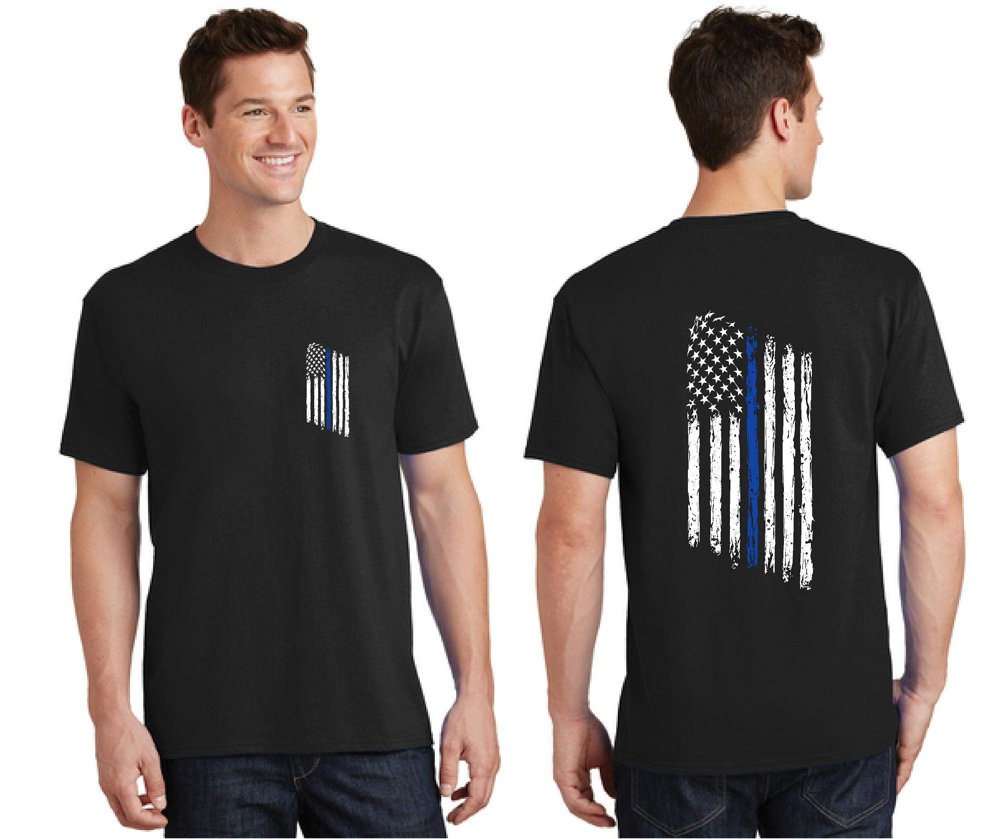 Men's Thin Blue Line Long Sleeve Shirt - Patriotic Police Support Tee for Casual Wear