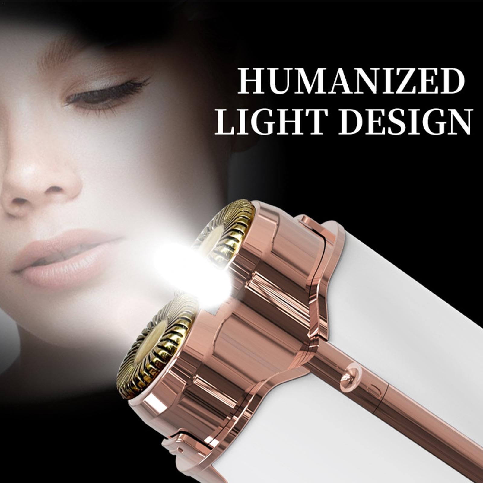 Electric Facial Hair Remover for Women - Rechargeable Eyebrow & Face Hair Trimmer with LED Light | Painless Hair Removal Device | Perfect for Travel, Home Use & Quick Touch-Ups