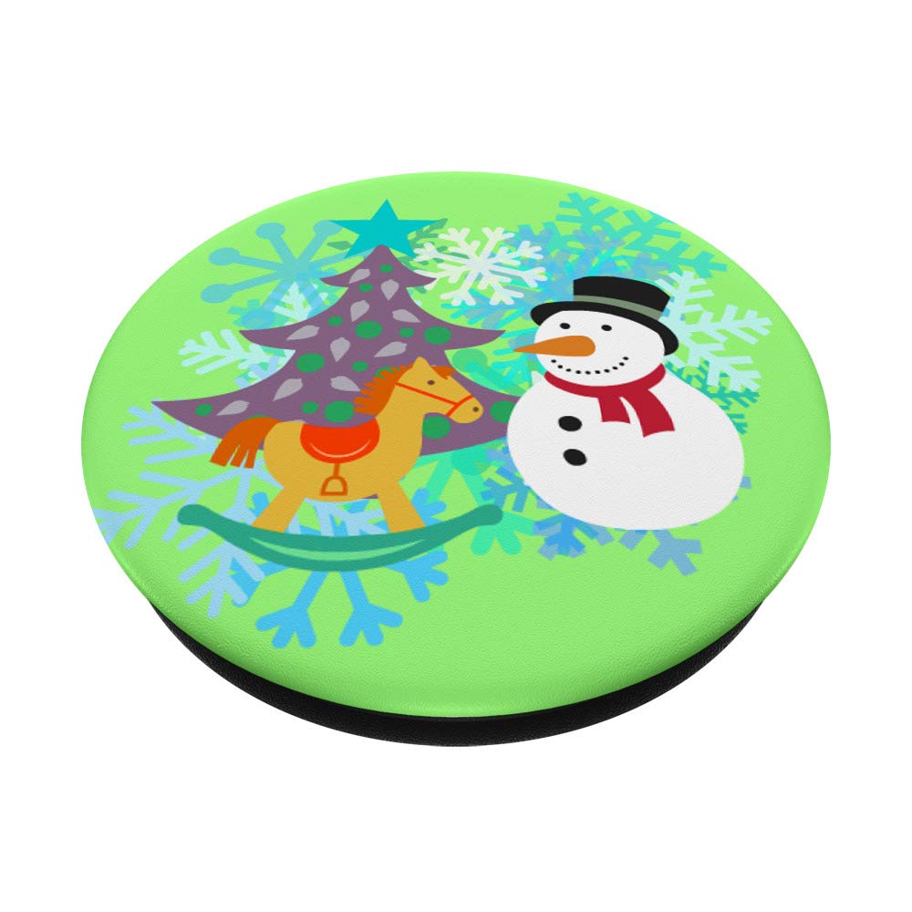 Snowman Christmas Tree Rocking Horse Toy for Kids - Blue & Green Wooden Rocker with Festive Holiday Design | Perfect for Christmas Decorations & Toddler Playtime