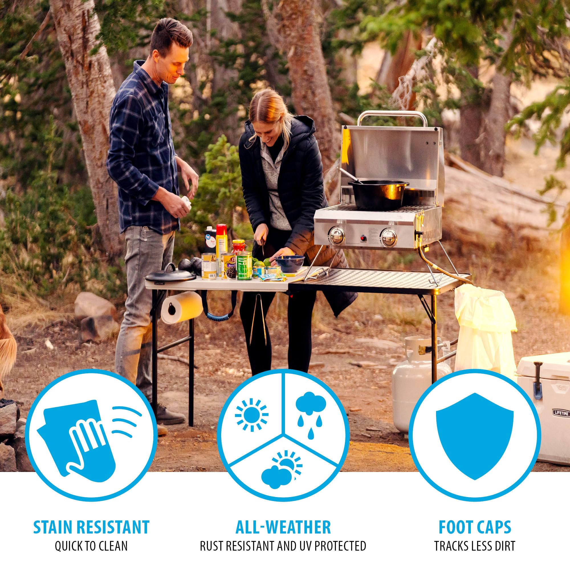 Lifetime Folding Tailgate Table with Grill Rack - Portable Outdoor Camping Station 5-Foot - Perfect for Picnics, Tailgating & Backyard BBQs