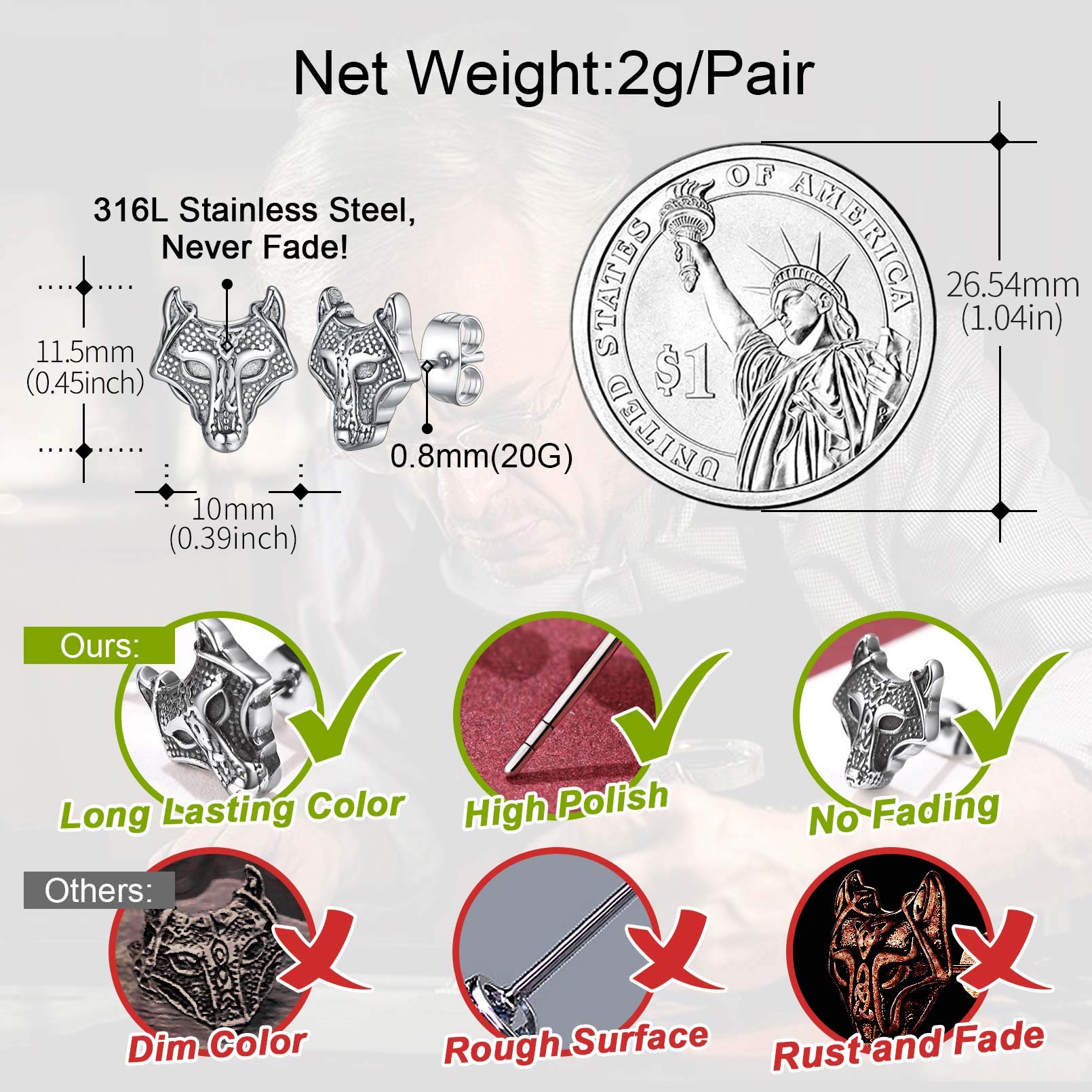 FaithHeart Viking Animal Huggie Hoop Earrings for Men - Gothic Dragon, Snake, Dinosaur & Wolf Stainless Steel Stud Earrings | Hypoallergenic, Lightweight Punk Rock Jewelry Gift for Everyday Wear & Gothic Fashion