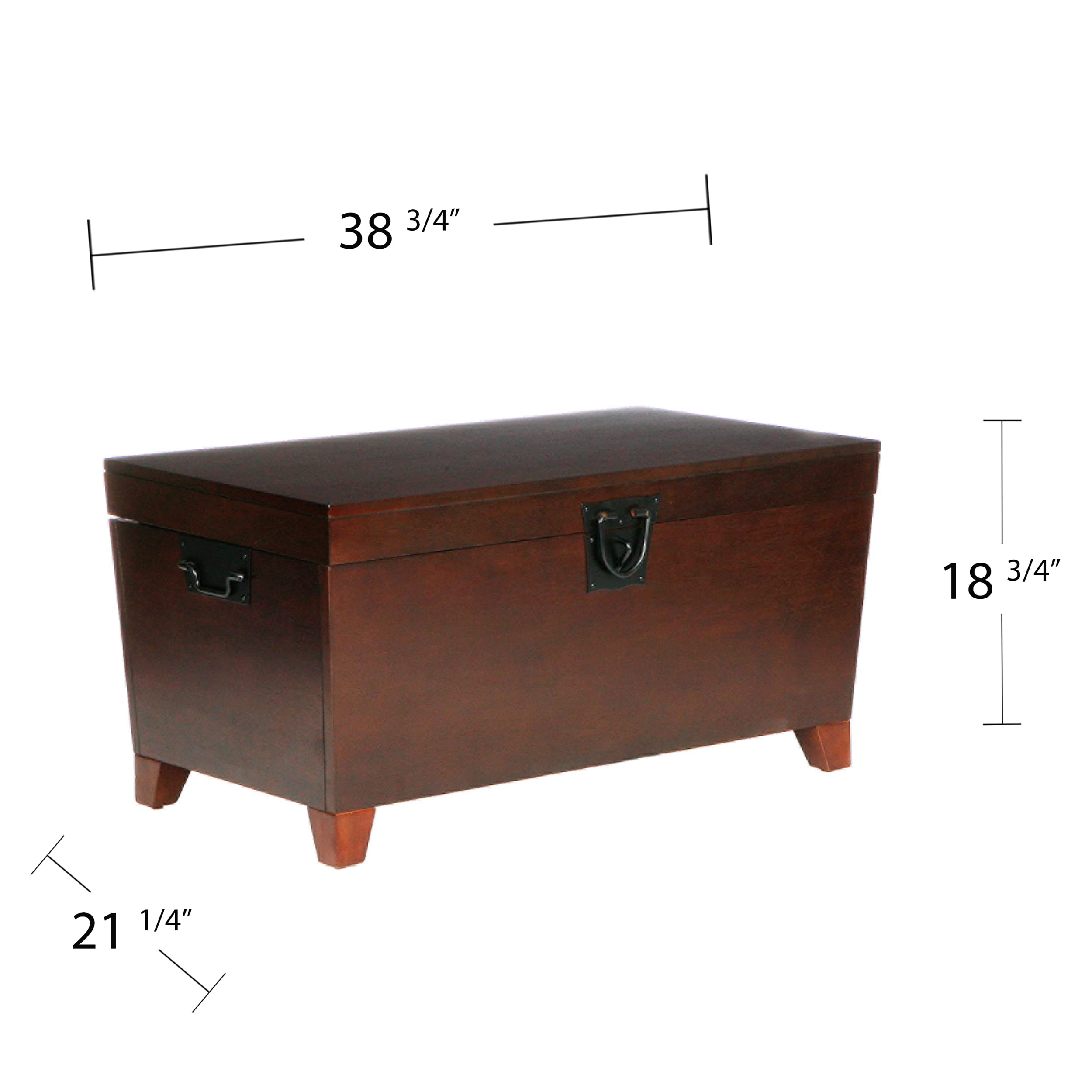 SEI Pyramid Storage Trunk Coffee Table - Espresso Brown Wooden Ottoman with Hidden Storage | Perfect for Living Room, Bedroom & Small Space Organization