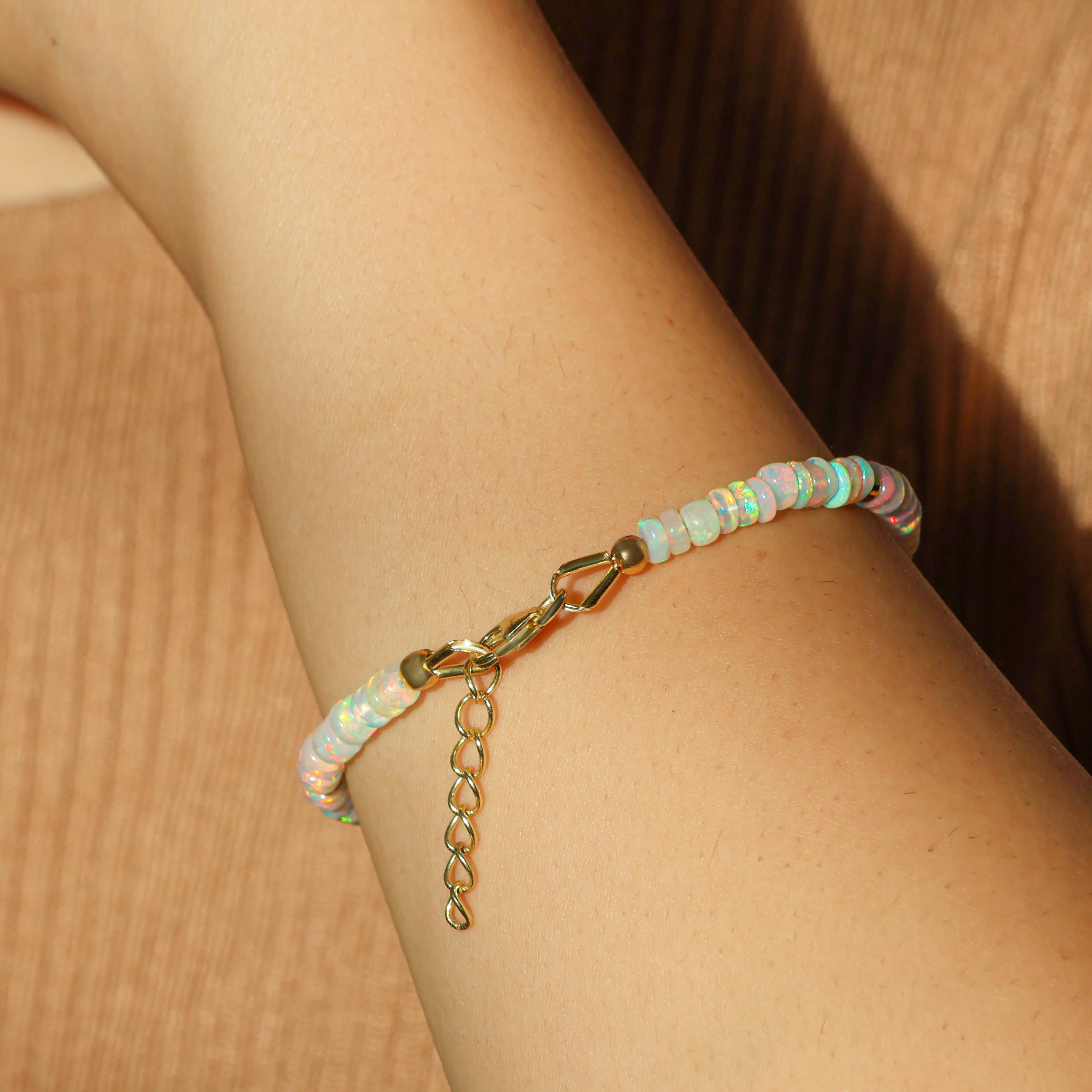 Natural Opal Beaded Bracelet - Elegant Handmade Jewelry for Women, Birthday Gift, Anniversary Present | Perfect for Everyday Wear, Special Occasions & Gifting