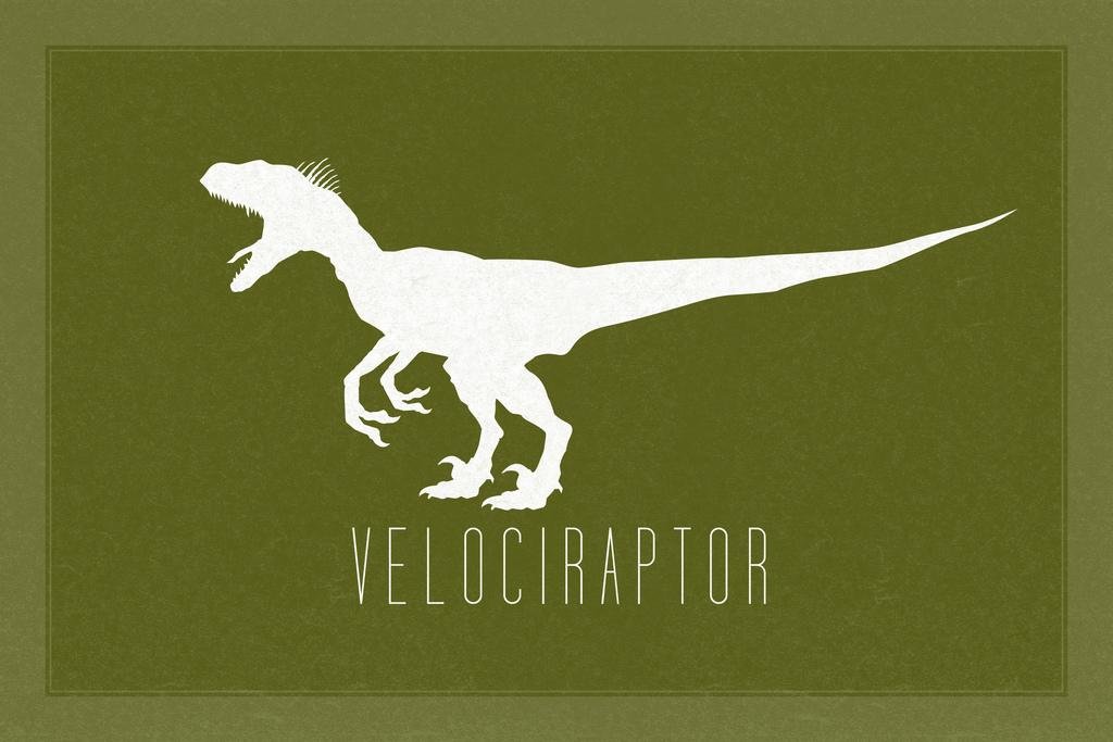 Velociraptor Dinosaur Wall Art Print - 12x8 Inch Green Dino Poster for Kids Room Decor, Thick Paper Picture for Bedroom & Nursery - Perfect for Jurassic Themed Rooms, Boys' Bedrooms, and Dinosaur Lovers