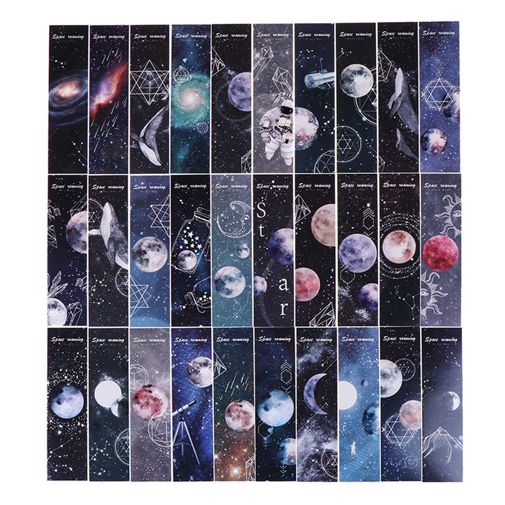 Space & Feather Bookmarks for Women Men - 30pcs Office School Supplies for Reading Gifts