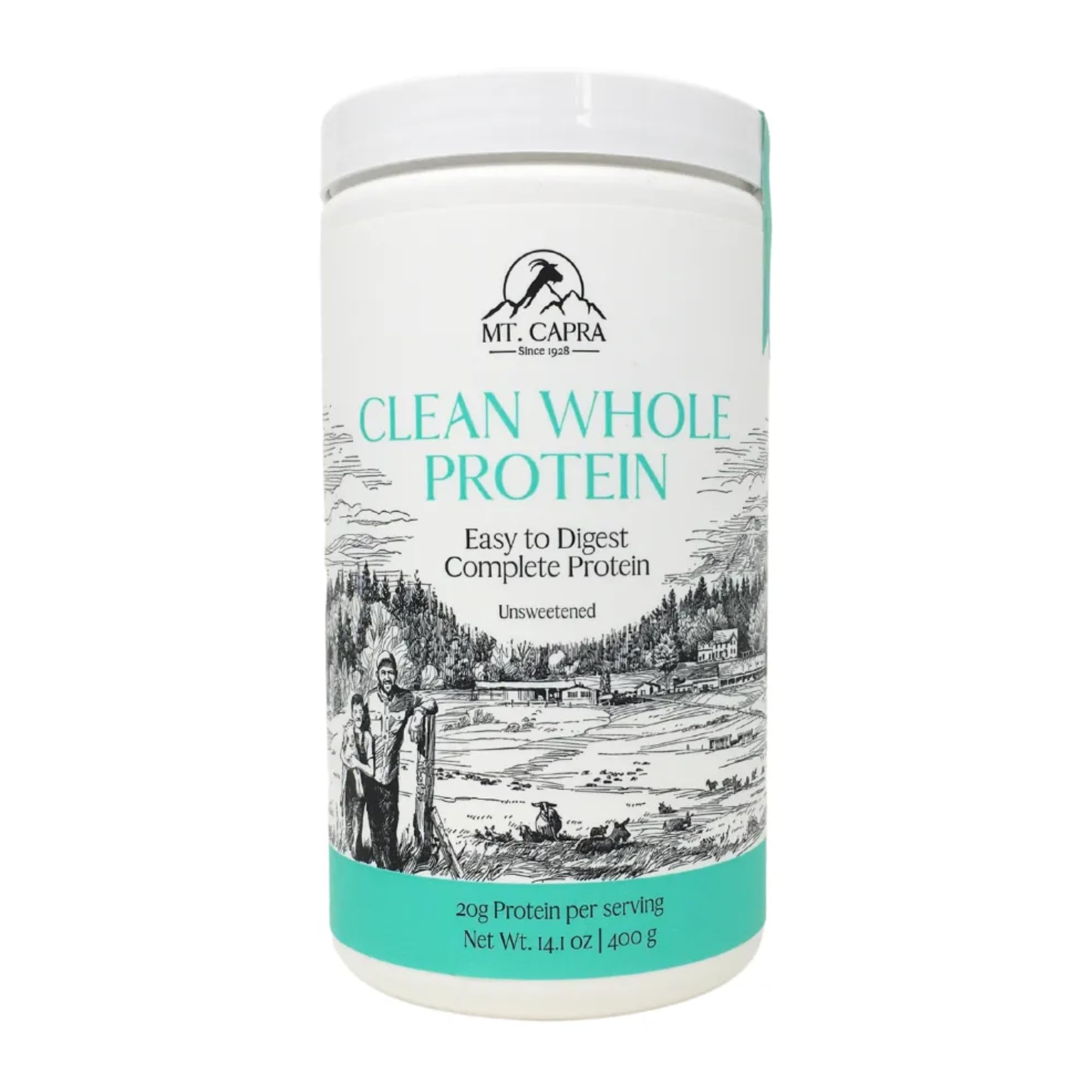 Mt. Capra Clean Whole Protein Powder | Grass-Fed Goat Whey & Casein Protein for Muscle Growth | 20g Protein per Serving, No Sweeteners, Easy Digestion | 13 Servings (400g) - Ideal for Post-Workout Recovery & Healthy Lifestyle