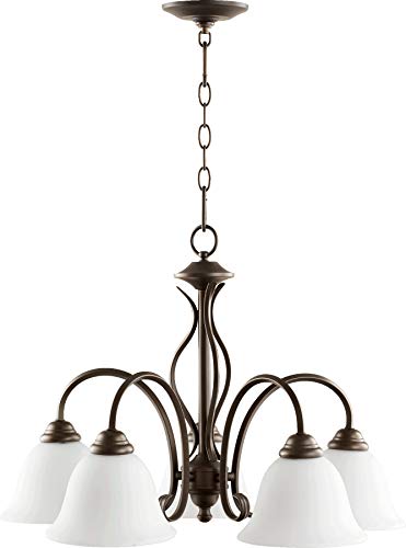 Quorum 6410-5-186 Transitional 5-Light Bronze Chandelier - Dark Finish Spencer Collection - Elegant Dining Room & Foyer Lighting Fixture