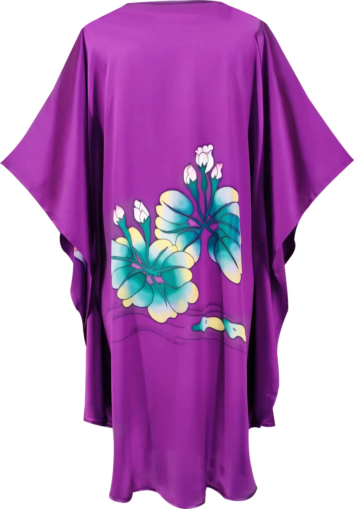 Luxury 100% Silk Pajamas for Women | Floral Print Silk Kimono Robe & Bathrobe with Doll Sleeves | Elegant Loungewear for Spa, Bridal Shower & Home Relaxation