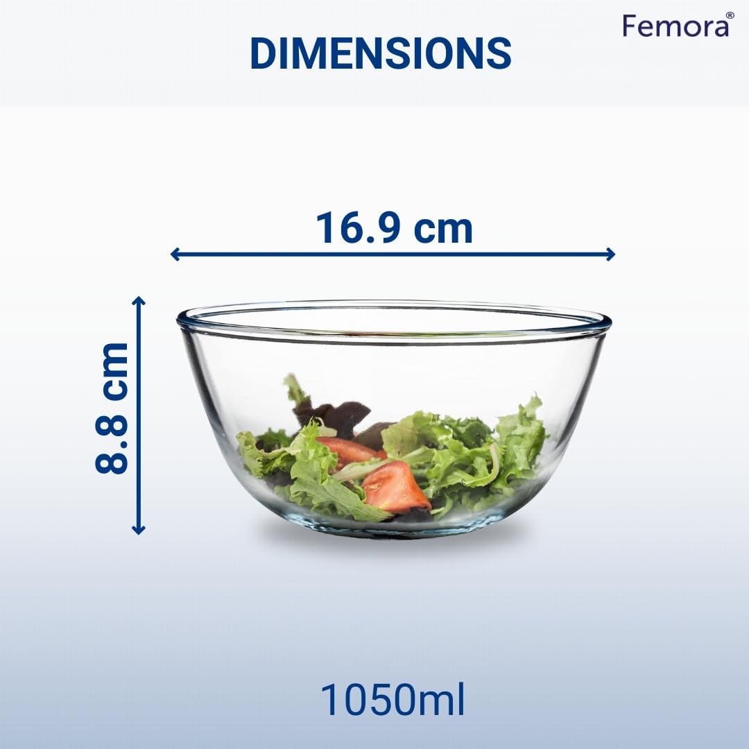 Premium Borosilicate Glass Mixing Bowls Set of 2 (400ml & 1050ml) - Microwave & Oven Safe - Heat Resistant Baking Bowls for Cooking, Mixing & Meal Prep - 1 Year Warranty - Ideal for Baking, Meal Prepping & Kitchen Storage