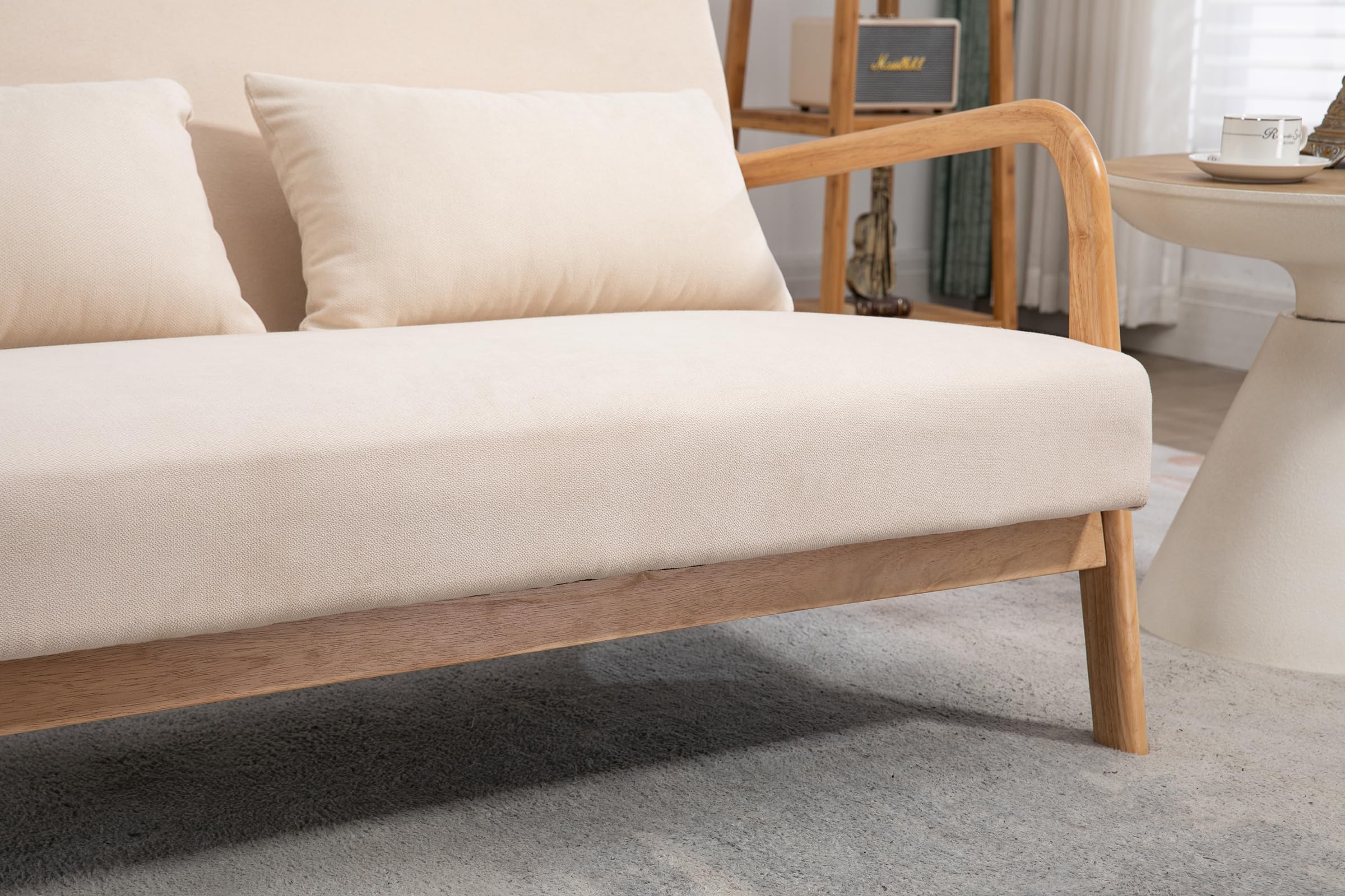 JOYBASE Mid-Century Modern Loveseat and 2 Accent Chairs Set - Compact Sofa for Small Spaces, Apartments, Offices - Beige Living Room Furniture | Perfect for Studio Apartments, Cozy Reading Nooks & Home Offices