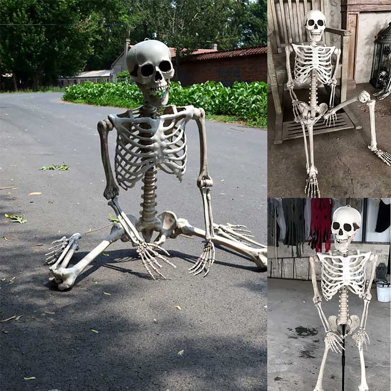 Realistic Life-Size Halloween Skeleton Prop - 90cm Human Bones Decor with Skull & Hands | Perfect for Ceiling Suspension, Garden Display, Haunted House, Halloween Party & Prank Scenes